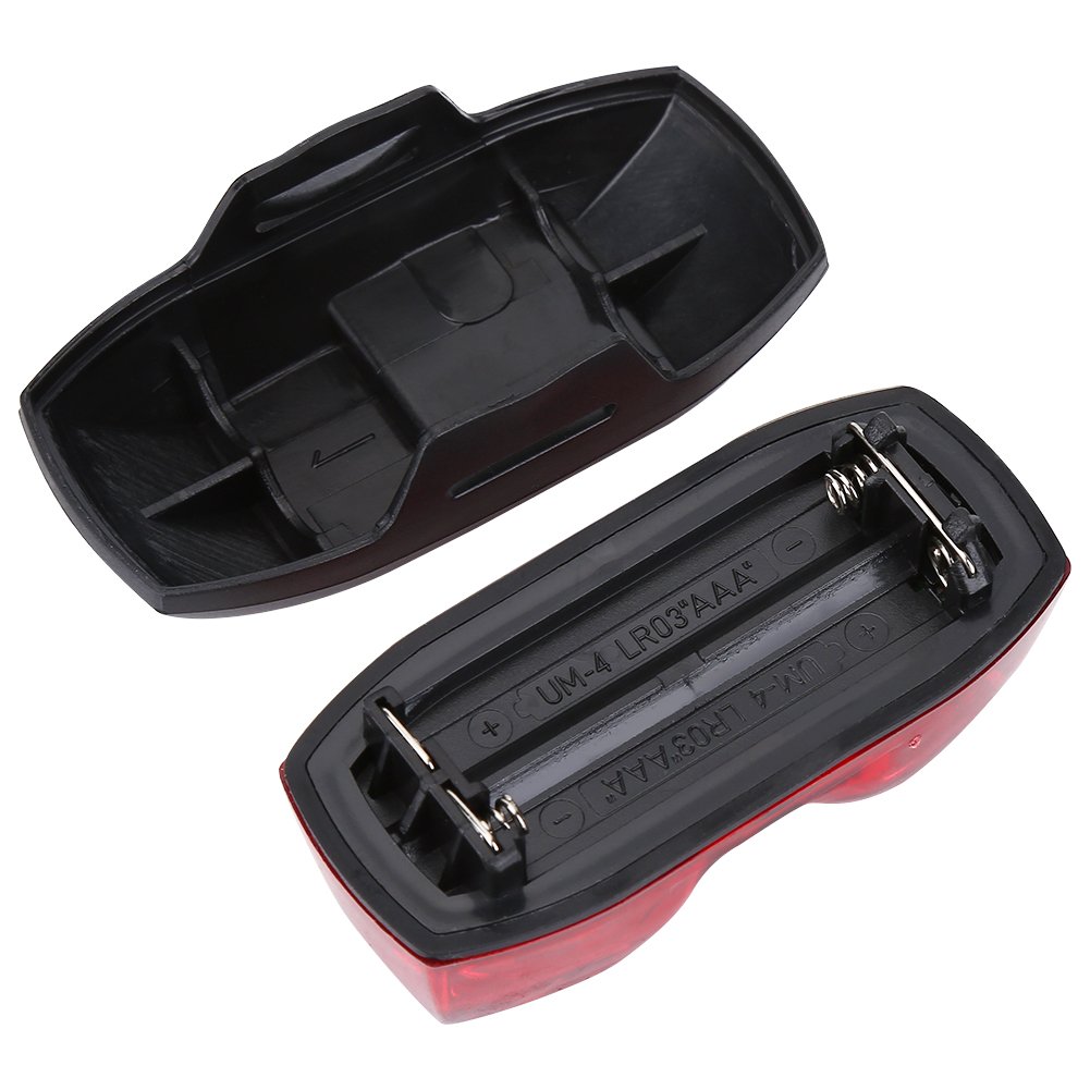 2x Fanale Posteriore Bici 5 LED Rosso – Lampeggiante 6 Modalità – Batteria AAA