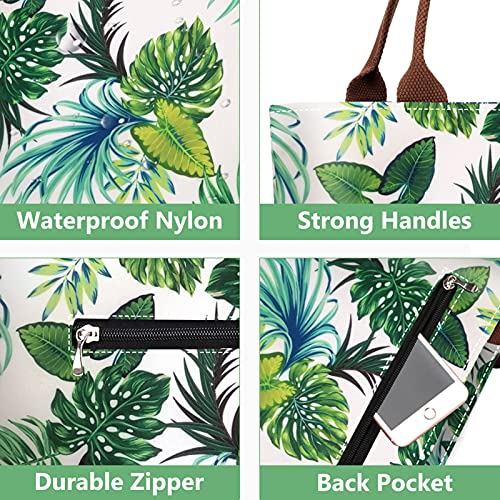 Image of Gloppie Lunch Bag for Women 9L Insulated Lunch Tote Leakproof Cooler Bag | Easy to Wipe Clean, Portable Thermal Bags for Work, Office, Picnic, Keeps Meals Cool Fresh In Summer,Fits 10 Cans, Palm Leaf