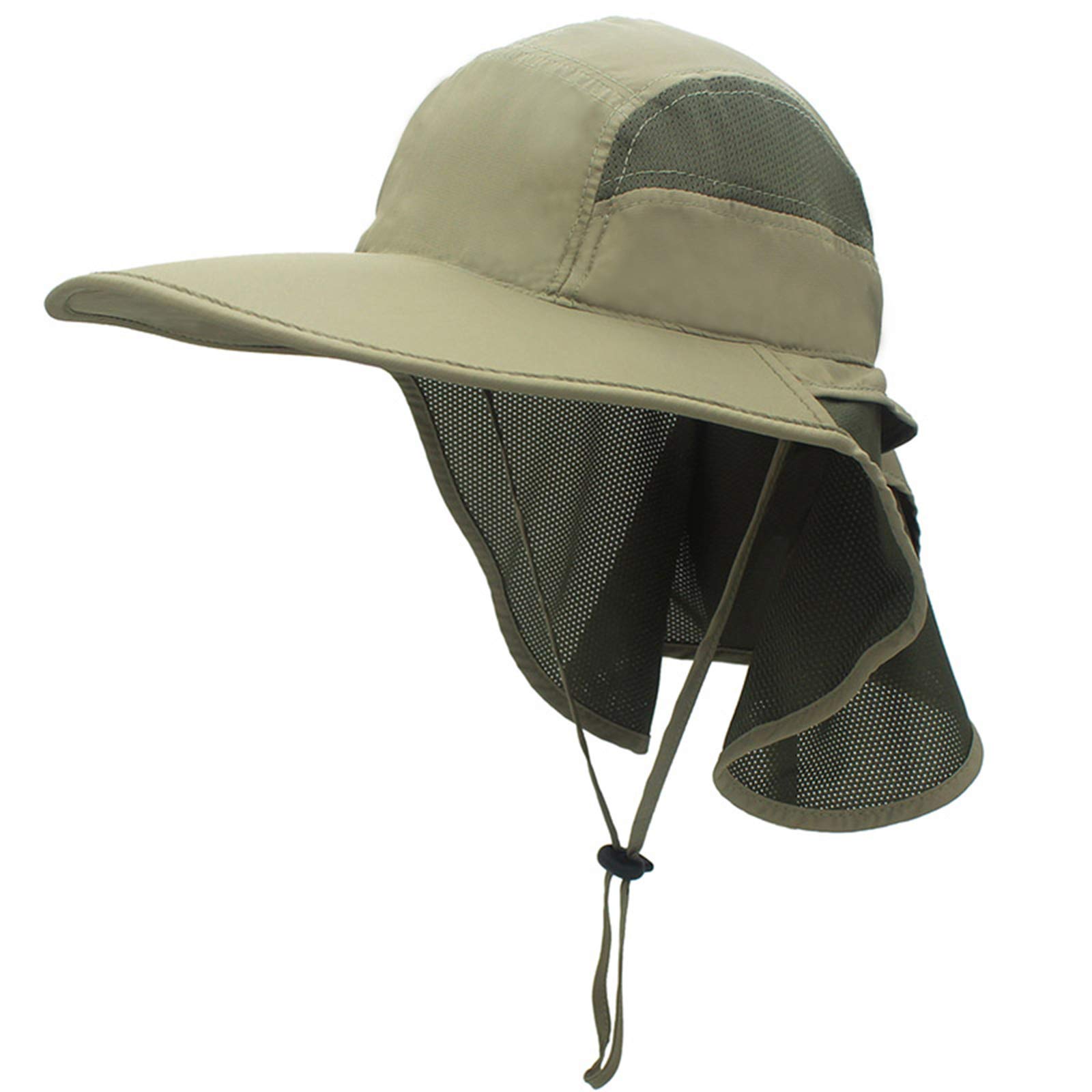 Sombrero de ala ancha con solapa ajustable para el cuello, UPF50+ para senderismo, caza, pesca, sombreros para hombres y mujeres, Verde Armada (ArmyGreen)