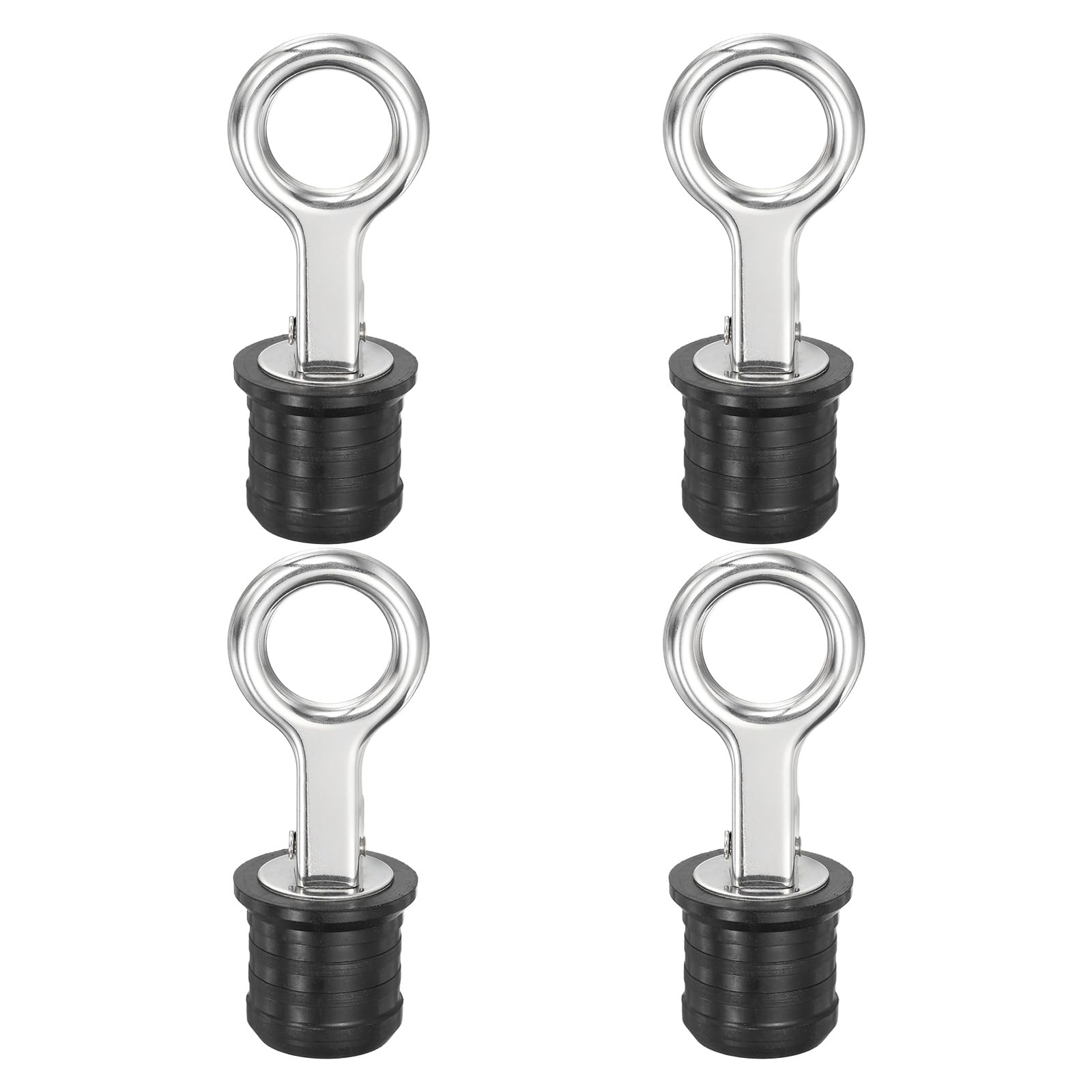 PATIKIL 30-33mm Marine Boat Rubber Plug, 4Pcs Stainless Steel Drain Snap Plugs Marine Twist Plug with O Handle for Yachts Kayaks Ship Drains Fishing Boats Accessories