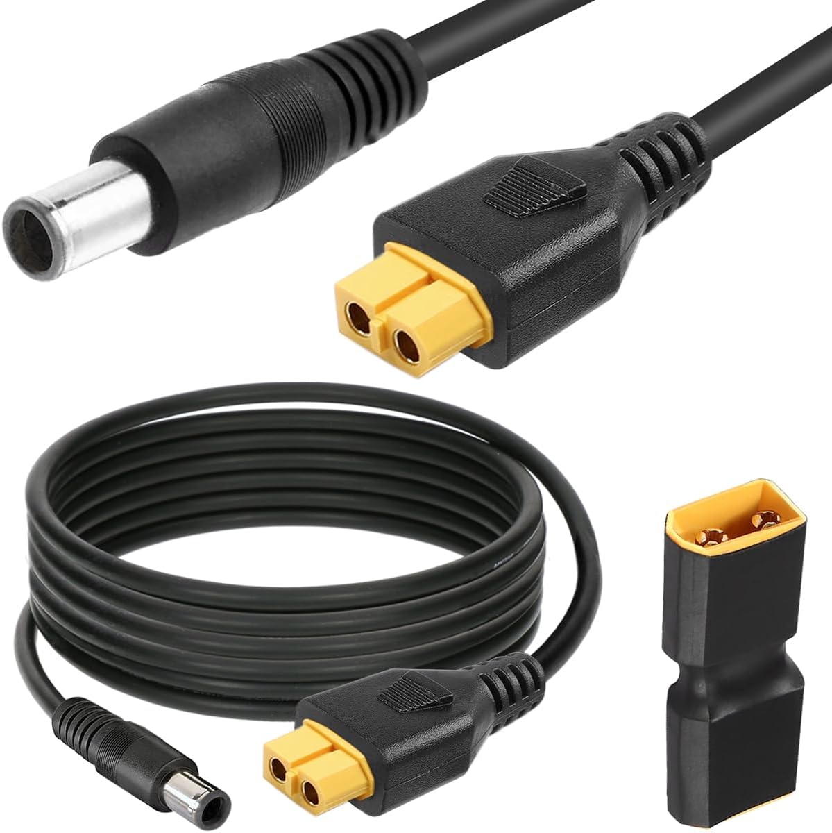XT60 to DC 8mm Connector Adapter Solar Panel Cable, DC7909 Male to XT60 Female Power Cable for RC Lipo Battery Portable Power Station, DC 7.9mm x 0.9mm to XT60 14AWG Conversion Cable