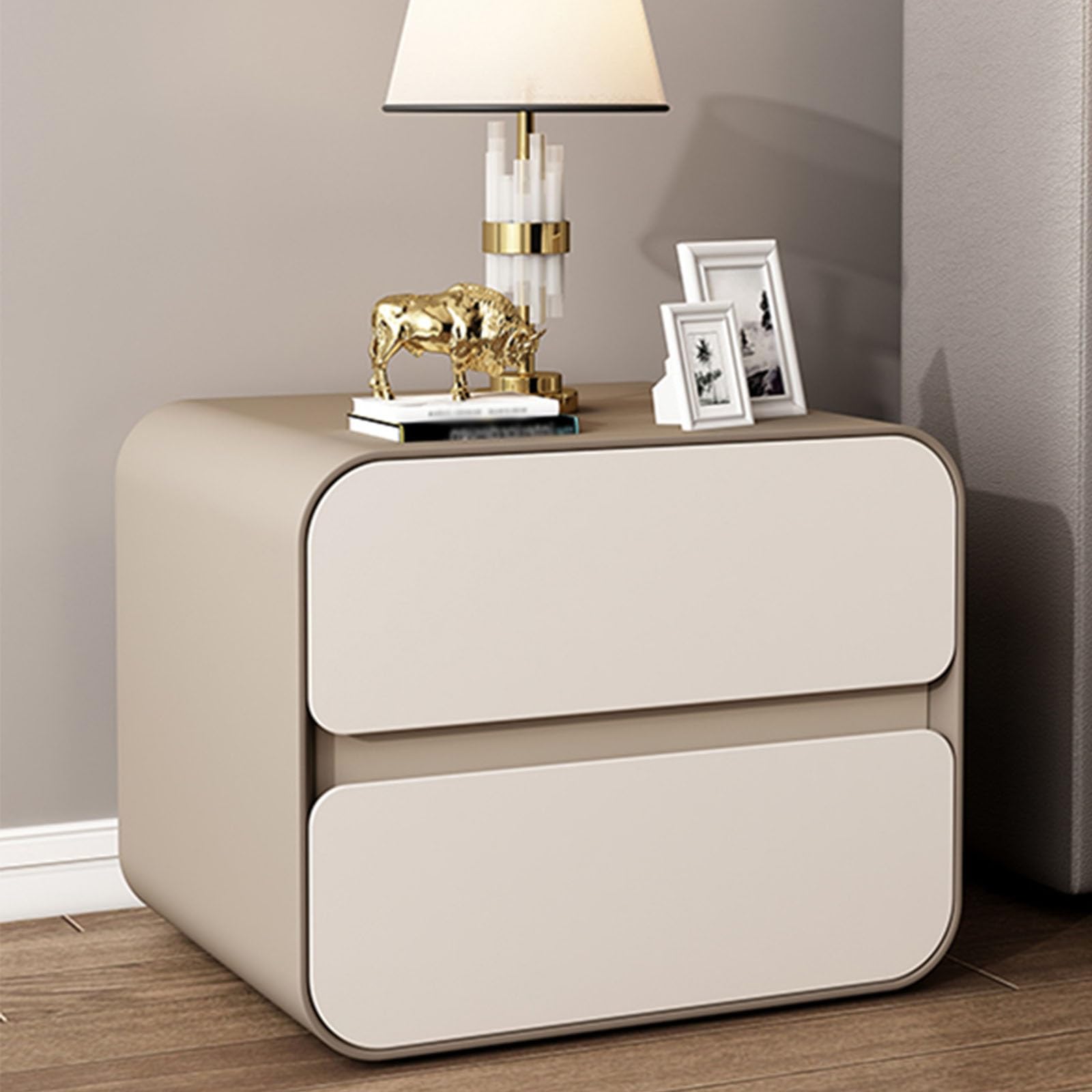 SXZenSpace Modern Wooden Nightstand with 2 Drawers Stylish Storage Cabinet Versatile Accent Table for Bedroom & Living Room Perfect Home Décor