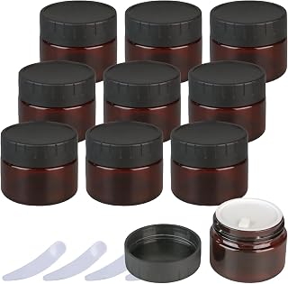 tarros de Viaje para artículos de Aseo， Paquete de 12 Botes vacíos de plástico marrón for cosméticos, 100ml, con Revestimiento Interior y Tapas Negras, Juego de recipientes for Maquillaje