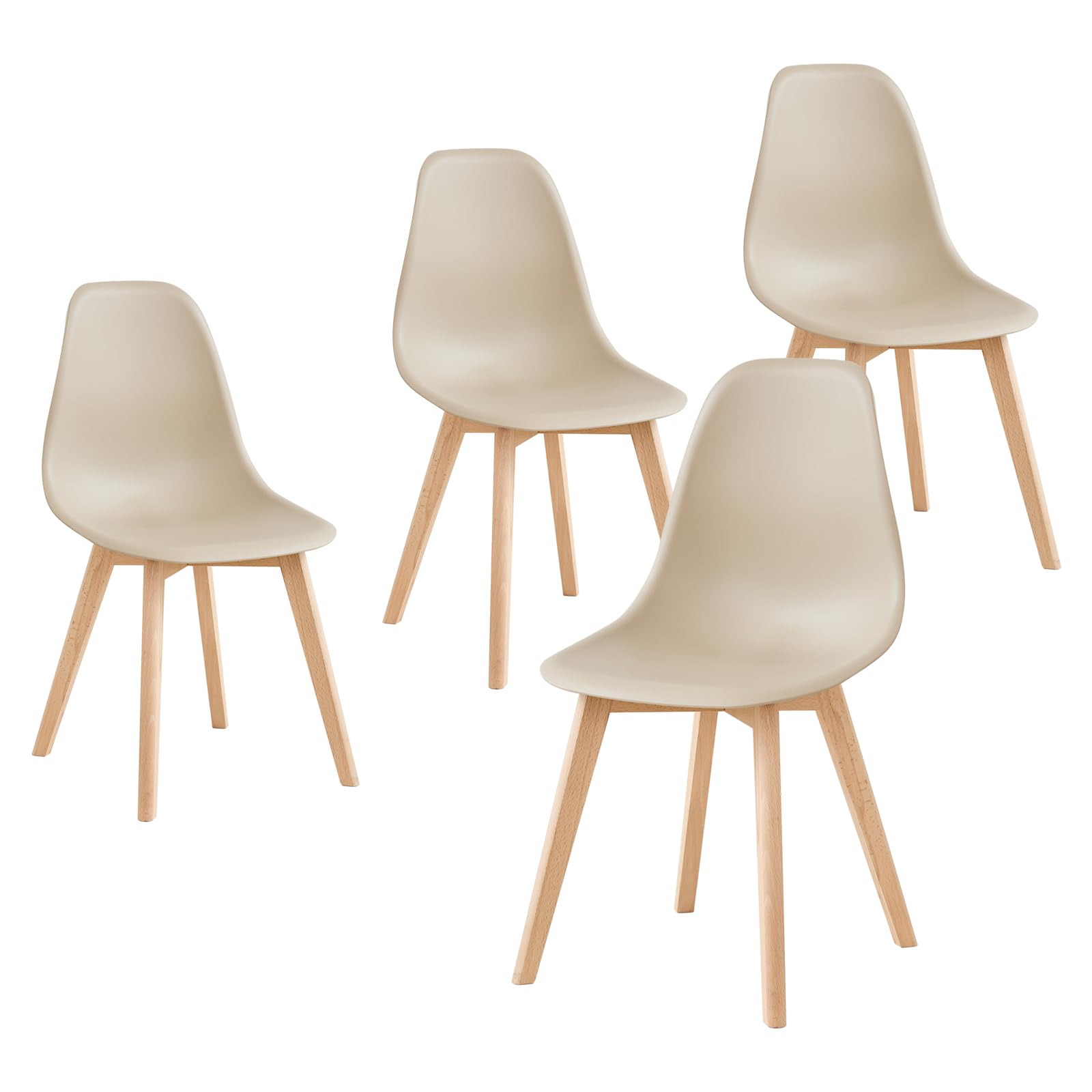Set di 4 Sedie da Pranzo, Sedie da Ufficio, Gambe in Legno Massello di Faggio, Ideali per Sala da Pranzo, Cucina, Soggiorno, Bar (Cachi/4)