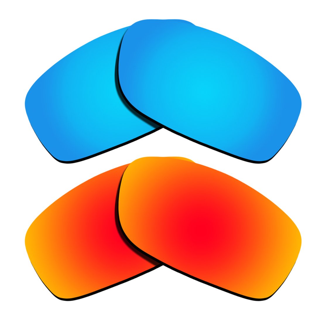 Polarized Replacement Lenses for Oakley Fives Squared - Ice Blue&Orange Red Mirrored Coating