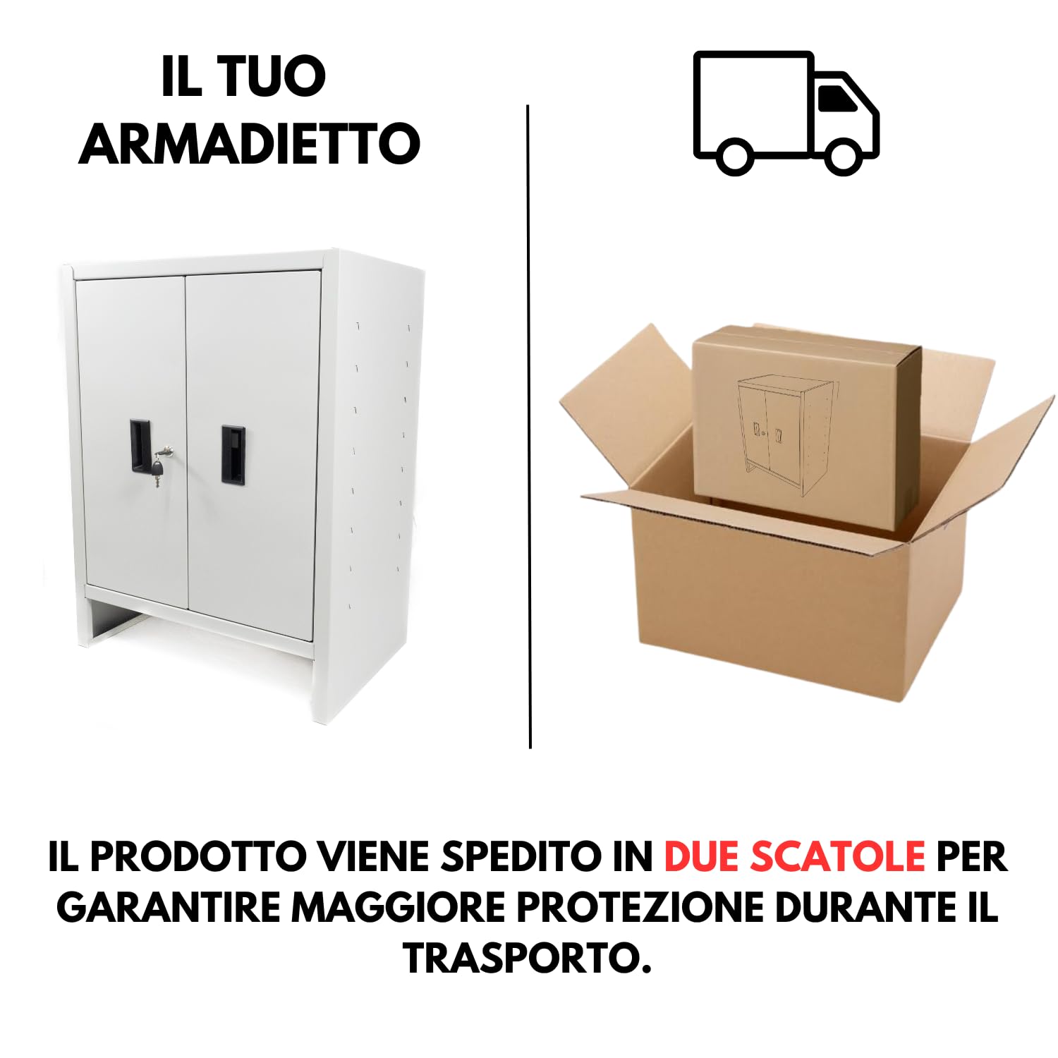 OWIJI Armadio in Metallo Armadietto 2 Ante Grigio Premium Quality Made in Italy Archivio Documenti 80 x 40 x 80 cm Serratura Doppia Chiave Ripiano Regolabile Casa Ufficio Garage Mobile Ufficio