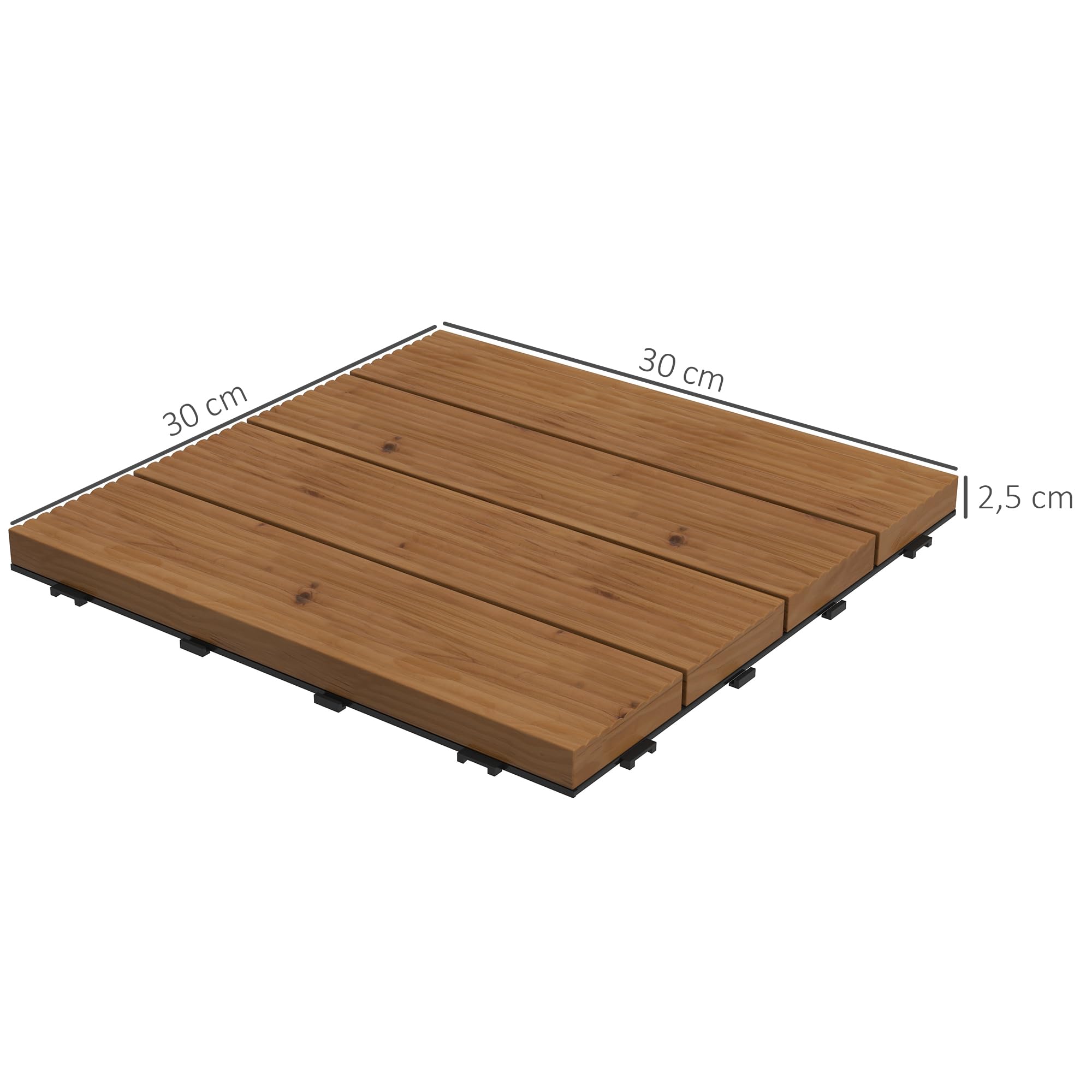 Outsunny Dalles terrasse emboîtables Lot de 12, 30 x 30 cm