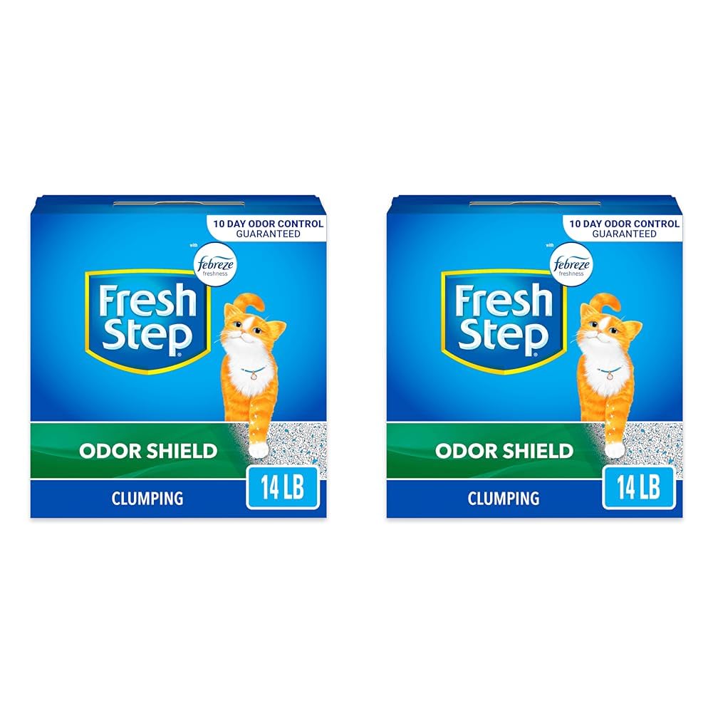Fresh StepClumping Cat Litter, Odor Shield, Long Lasting Odor Control Kitty Litter with Activated Charcoal, Low Dust Formula, 14 lb (Pack of 2)