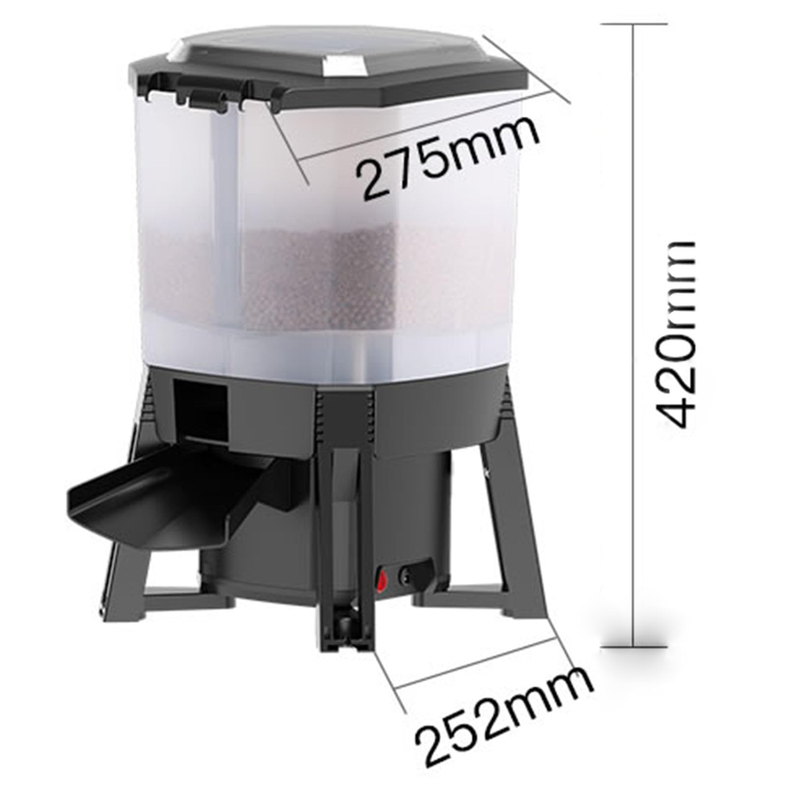 Mangeoire automatique à charge solaire pour étang à poissons – Capacité de 6 L – Trémie transparente – Alimentation par pulvérisation à 120° – Idéal pour les étangs à poissons extérieurs – Facile à