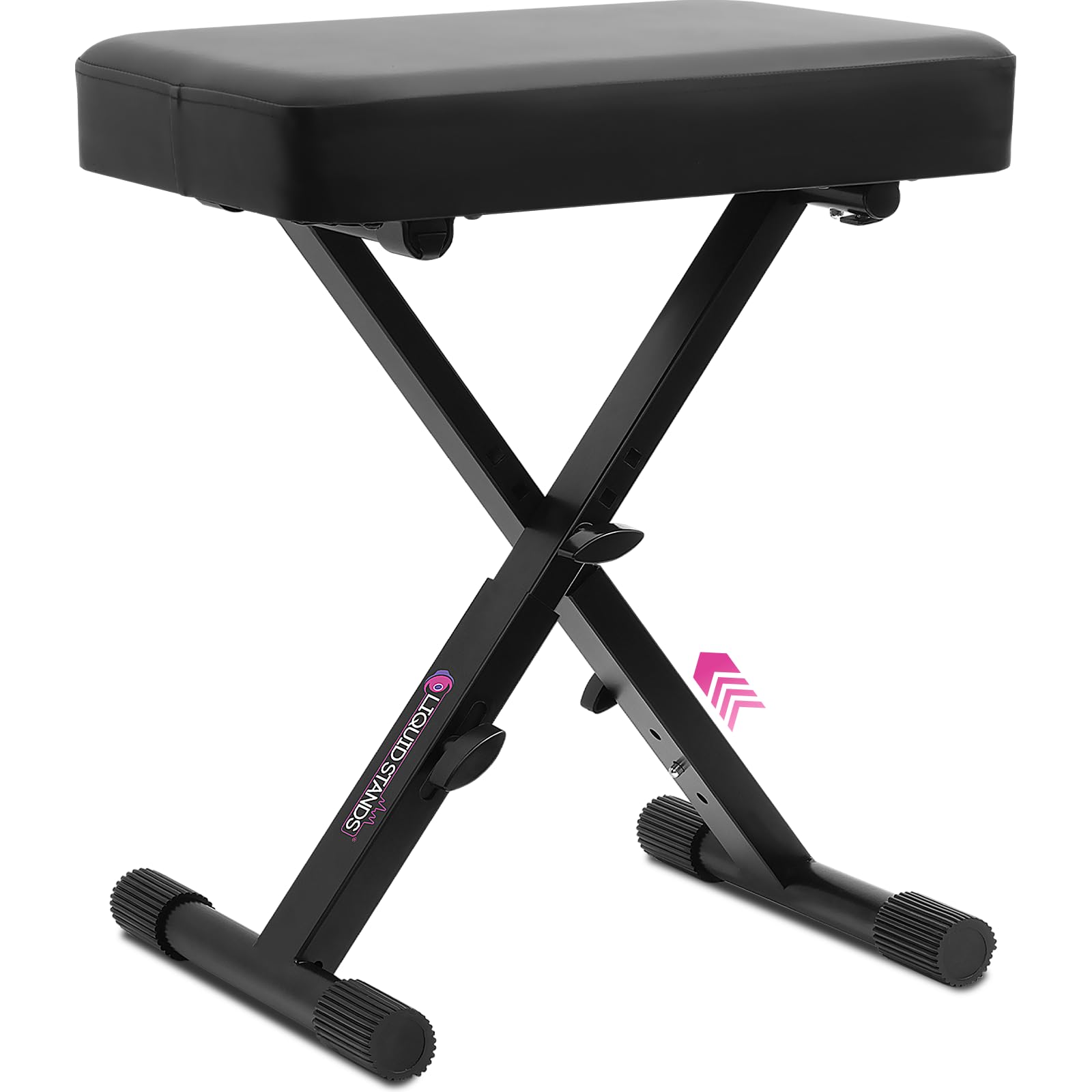 Liquid Stands Foldable Adjustable Piano Bench X-Style Music Stool - Piano Keyboard Bench Seat for Piano Keyboard Stand with Black Cushion Padded Bench for Musicians Piano Stool Chair, Piano Desk