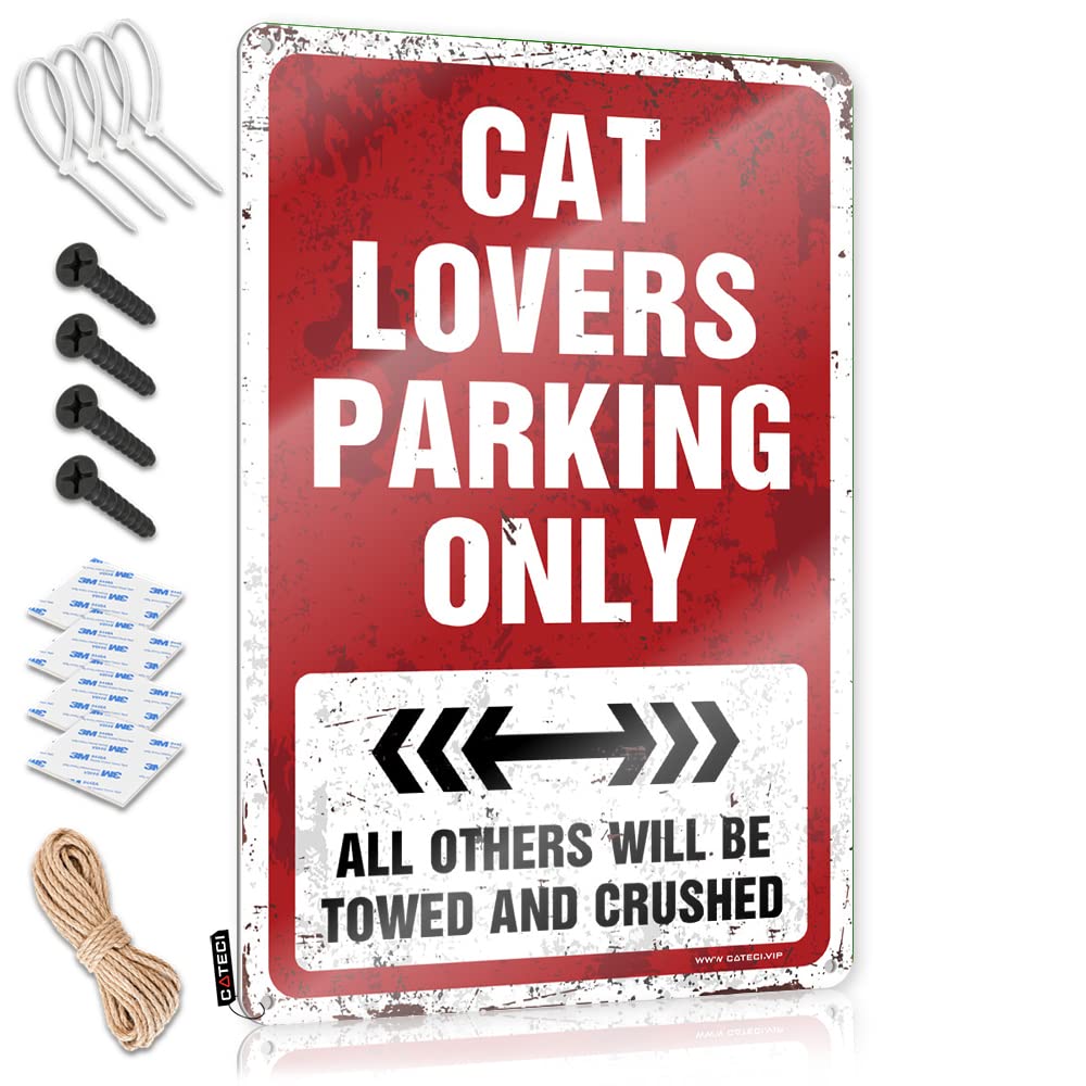 KRAZMURONGD Funny Kitchen Retro Metal Tin Sign Cat Lovers Parking Only Tin Sign (30X40CM)