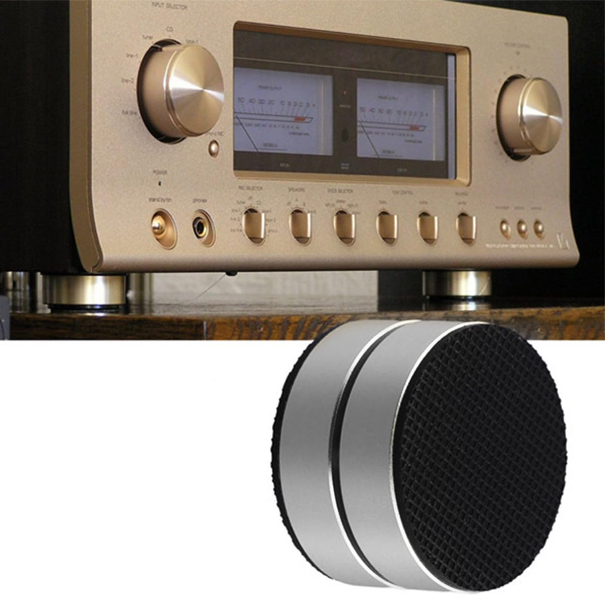 Qury 4 picos de altavoz, pies de subwoofer adecuados para amplificadores, estanterías, soportes de altavoces (plateado)