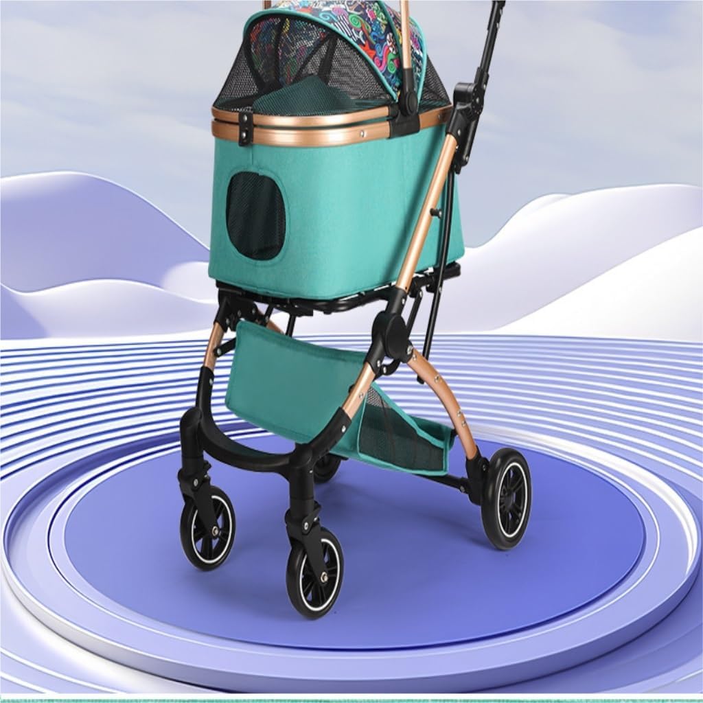 Pet Strollers Pet Stroller Lightweight Foldable Cat And Dog Stroller Outdoor Pet Stroller Portable Cat And Dog Stroller Pet Stroller Medium(Yellow)