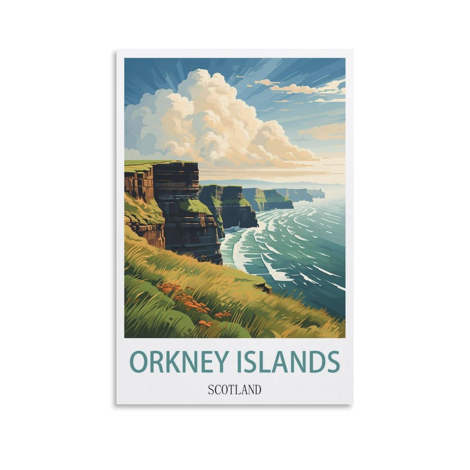 EZMLFA DIY Diamond Painting,Orkney Islands Scotland 5D Landscape Diamond Painting Kits for Adult, Gem Art Crystal Art Kits for Adults, for Home Wall 30x40cm