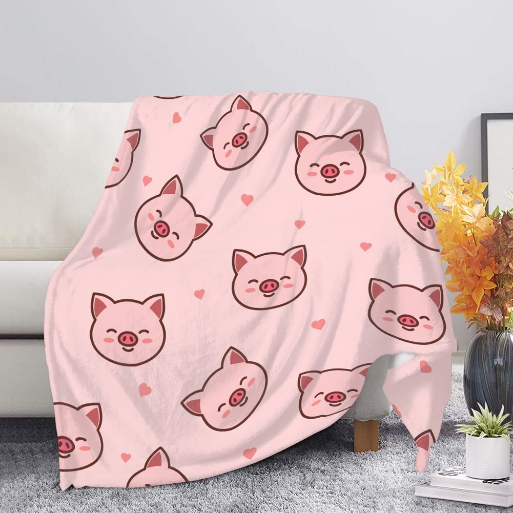 Amzbeauty Cute Pink Pig Print Blanket Fluffy Soft and Warm Cuddly Portable Professional Full Body Blanket for Winter for Women and Men for Xmas Gift