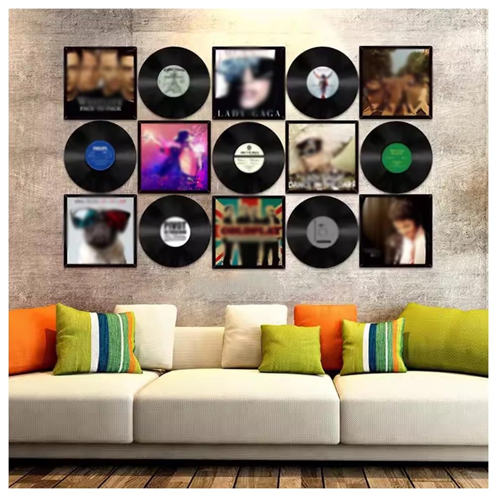 GZHERVICES Decorazioni da Parete per Dischi in Vinile da 12", Poster di Carta per Musica/Film Incorniciati, Cartelli Decorativi da Parete per Forniture per Feste A Tema Anni '50(E)