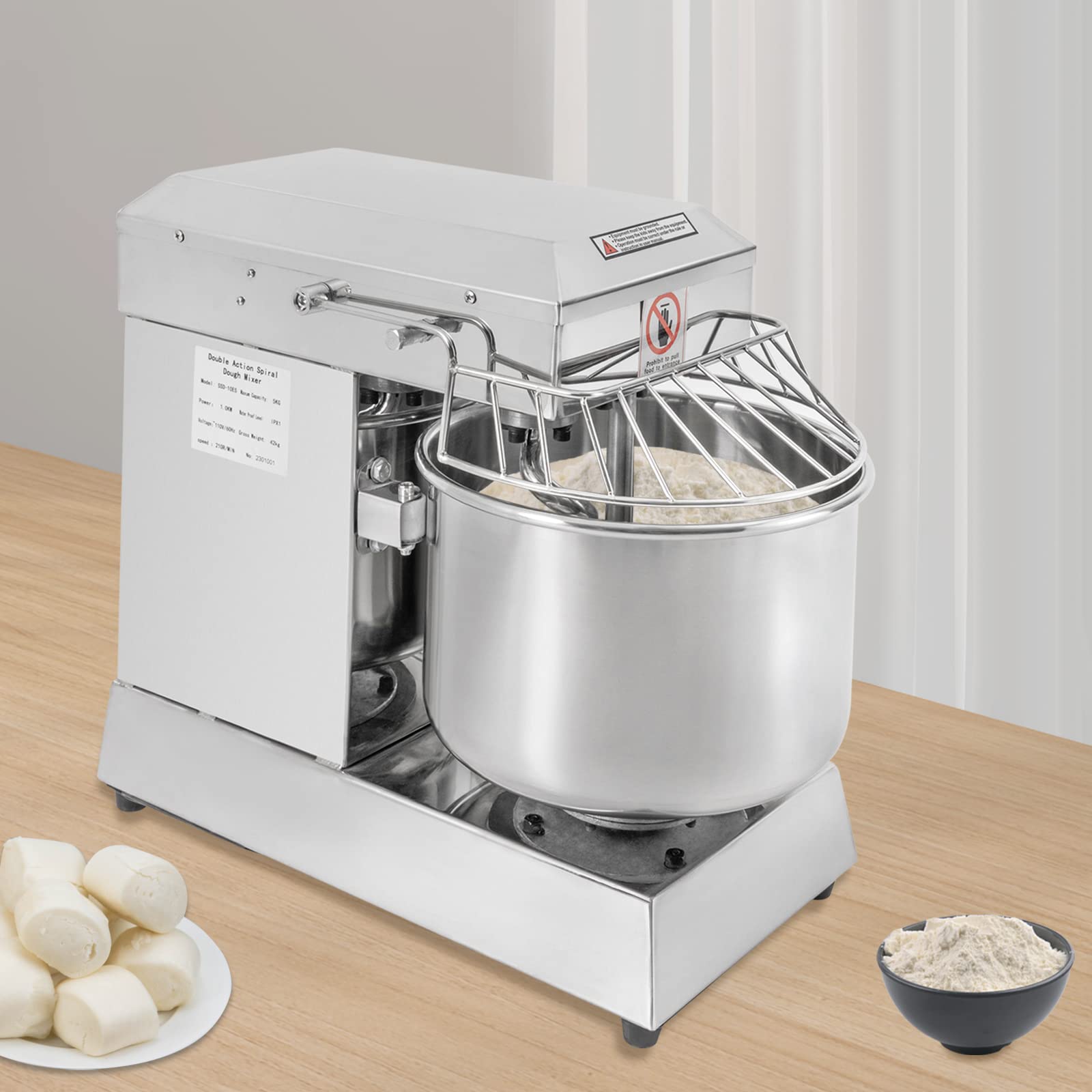 BOPRCSH 10L/2.6Gal Electric Stand Mixer Dough Kneading Machine, Professional Kitchen Mixer Heavy Duty Dough Mixing Machine 100/200R/Min Adjustable Speed, for Kneading Dough, Mixing Salads