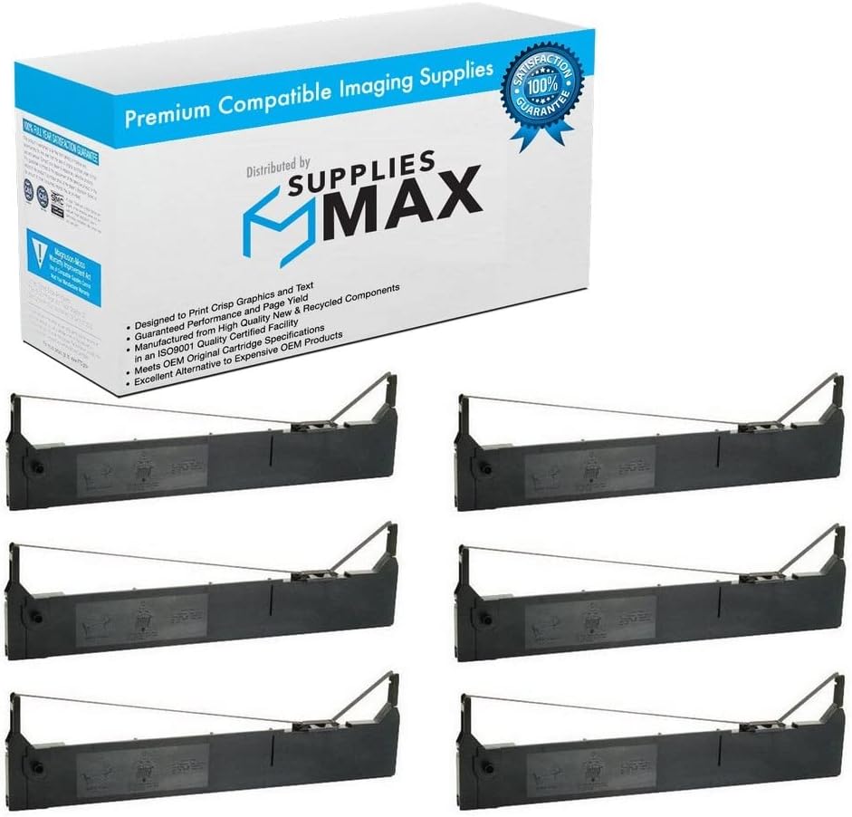 SuppliesMAX Repuesto compatible para cintas de impresora Datasouth Documax A3300A6300C3300C6300N6300T3300T6300 negras (6PK) (AAB-104443)