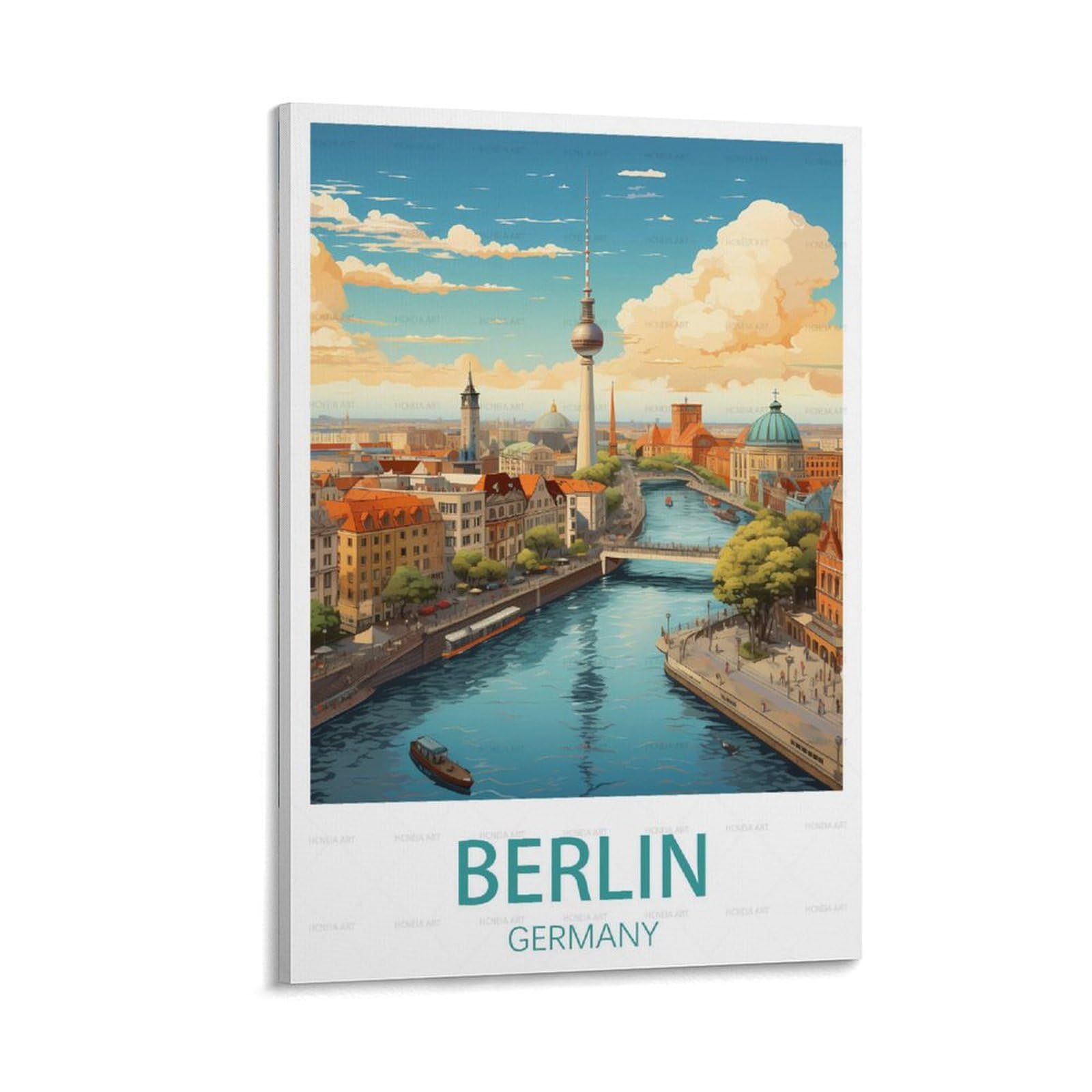 Puplum Frame-Style Berlin Germany Vintage Travel Poster 12X18inch(30X45cm) Canvas Wall Art Posters For Living Room Decor Paintings For Home Decor