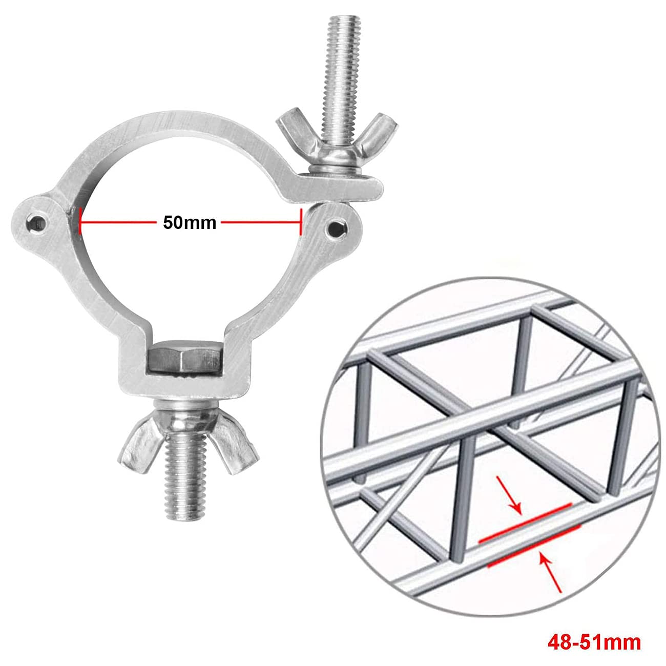 4Pcs Truss Clamp 48-51mm Luce di Scena Morsetti Gancio di Lega di Alluminio Morsetto Leggero del Gancio Della Fase Resistente Metà Conica Accoppiatore