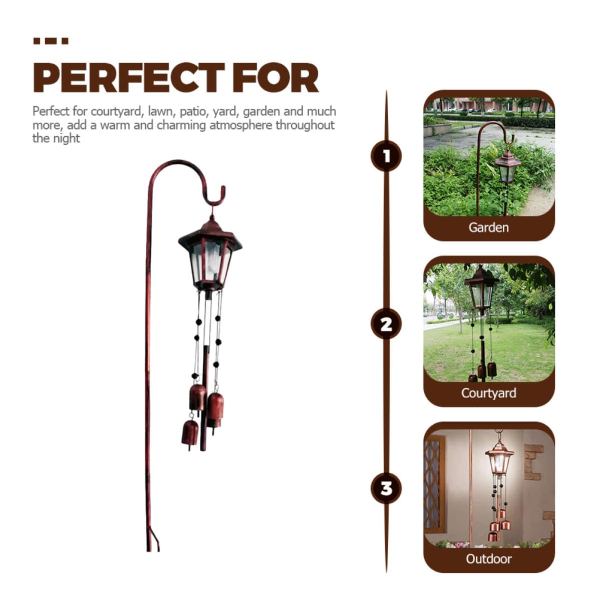 Toddmomy Campanelli a Vento Solari da Giardino Funzione di Illuminazione Notturna e Struttura in Ferro, Decorazione Originale e Retrò per Patio e Cortile