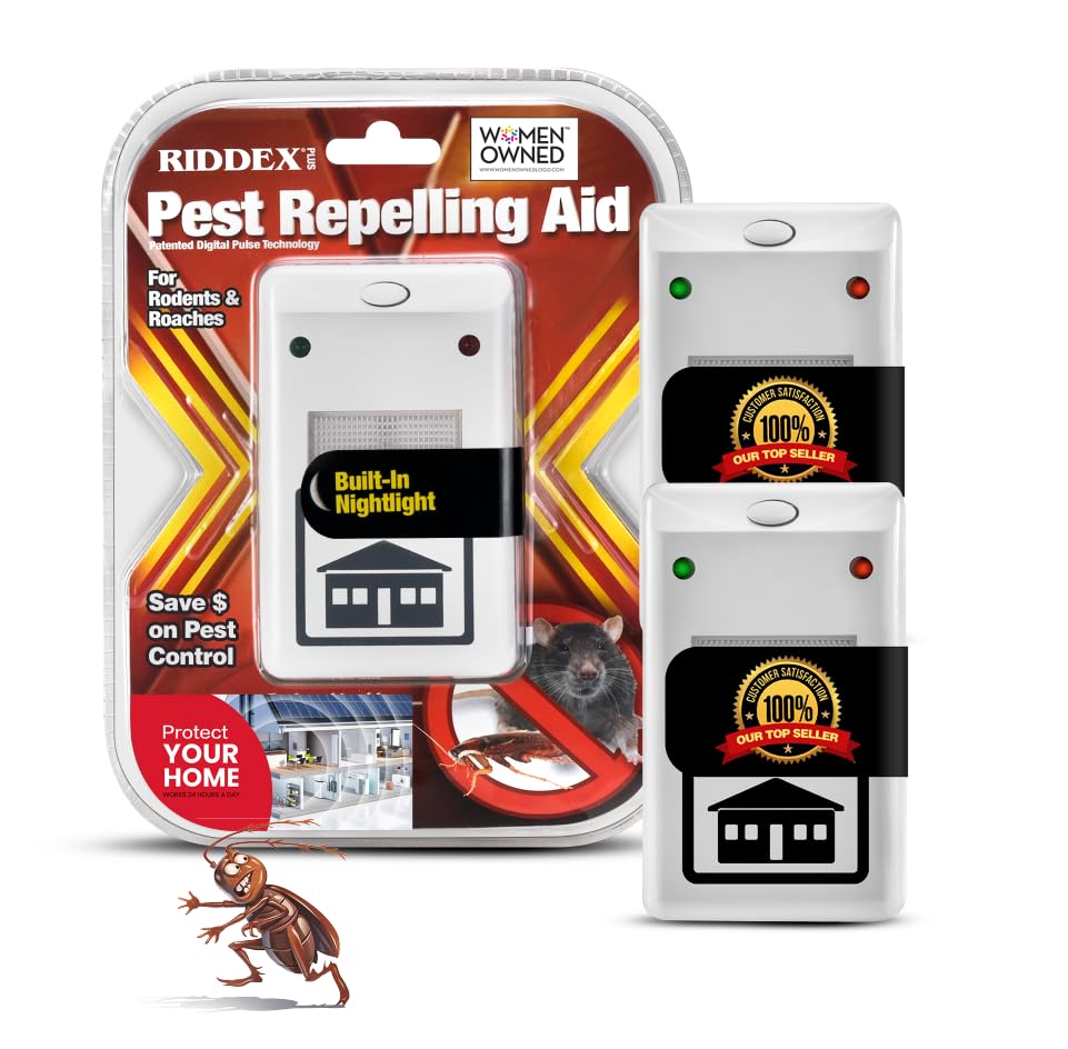 RIDDEXPlus Insect Repellent | Plug in, Mouse Deterrent - Pest Control for Defense Against Rats, Mice, Roaches, Bugs and Insects | Control Pests with No Toxins | White 2-Pack