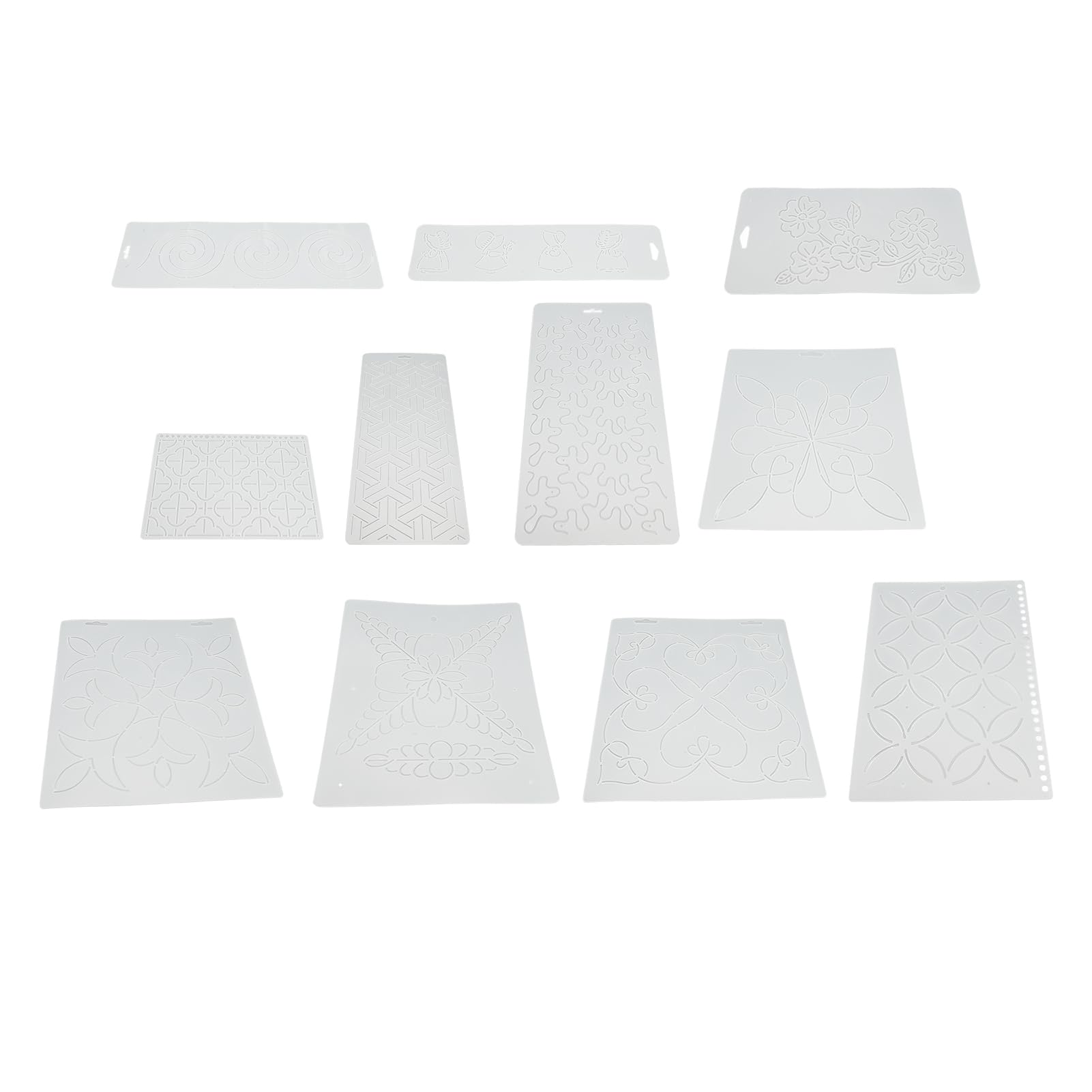 Kit de 11 piezas de plantillas de engarzado para acolchar, juego de herramientas de costura con 11 patrones diferentes, plantillas hechas a mano con bordado de espinas, material