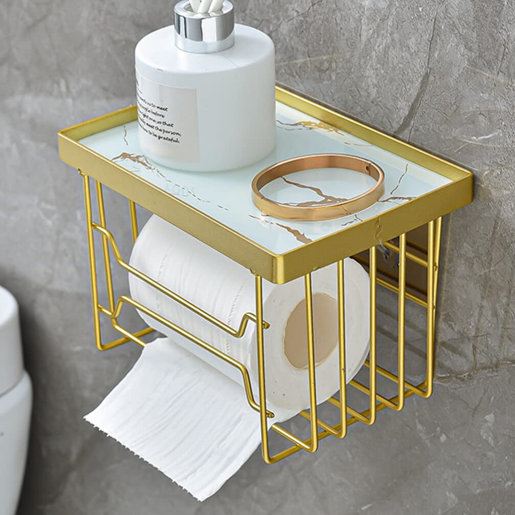 Portarotolo Carta Igienica da Muro Oro in Ferro e Pp per Bagno | Cambio Carta Semplice, Stile Moderno e Linee Sobrie, Adatto a Casa e Toilette