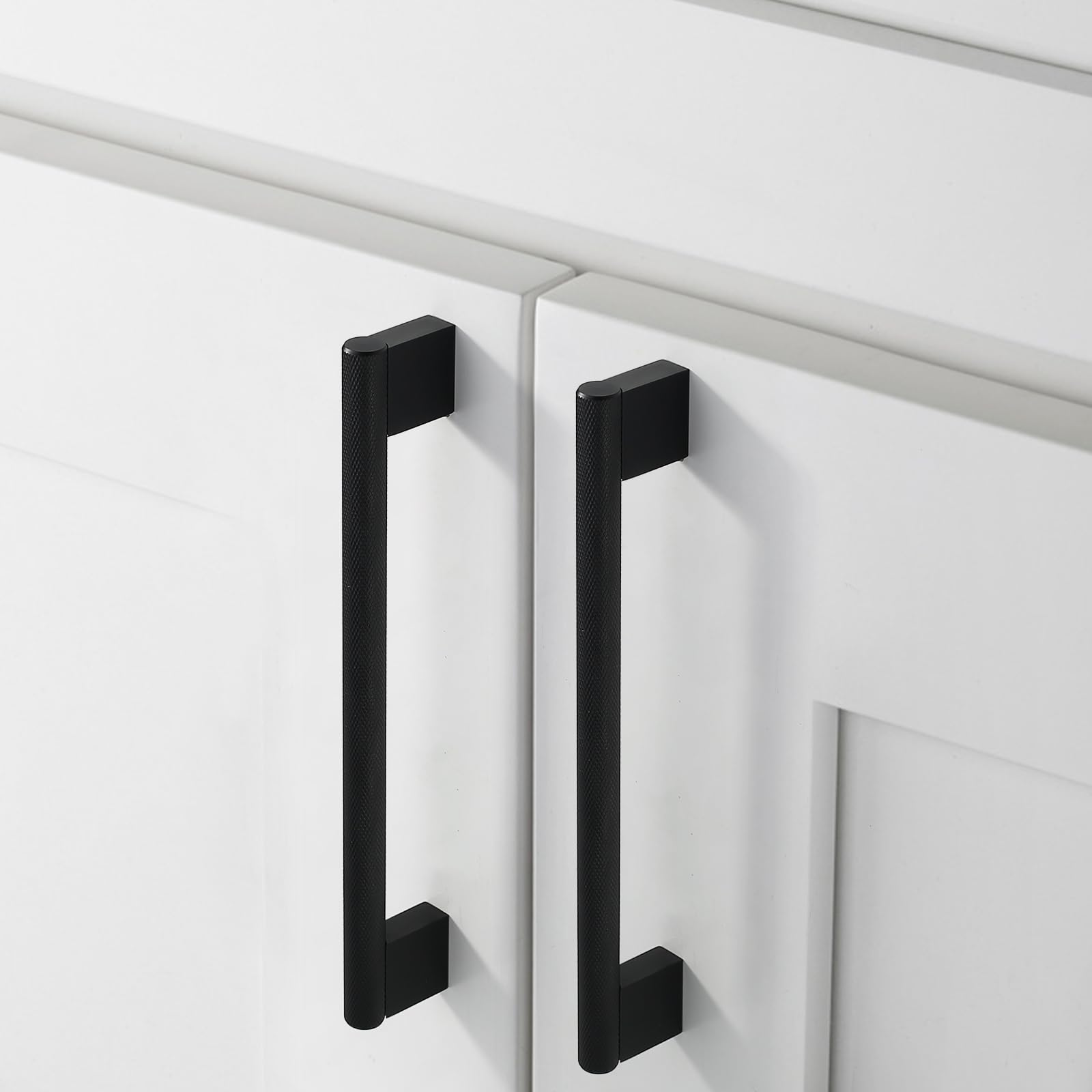 Coinkoly 10 Pack 7"(177mm) Matte Black Cabinet Pulls Knurled Kitchen Cabinet Handles Drawer Pulls Cupboard Hardware for Cabinets