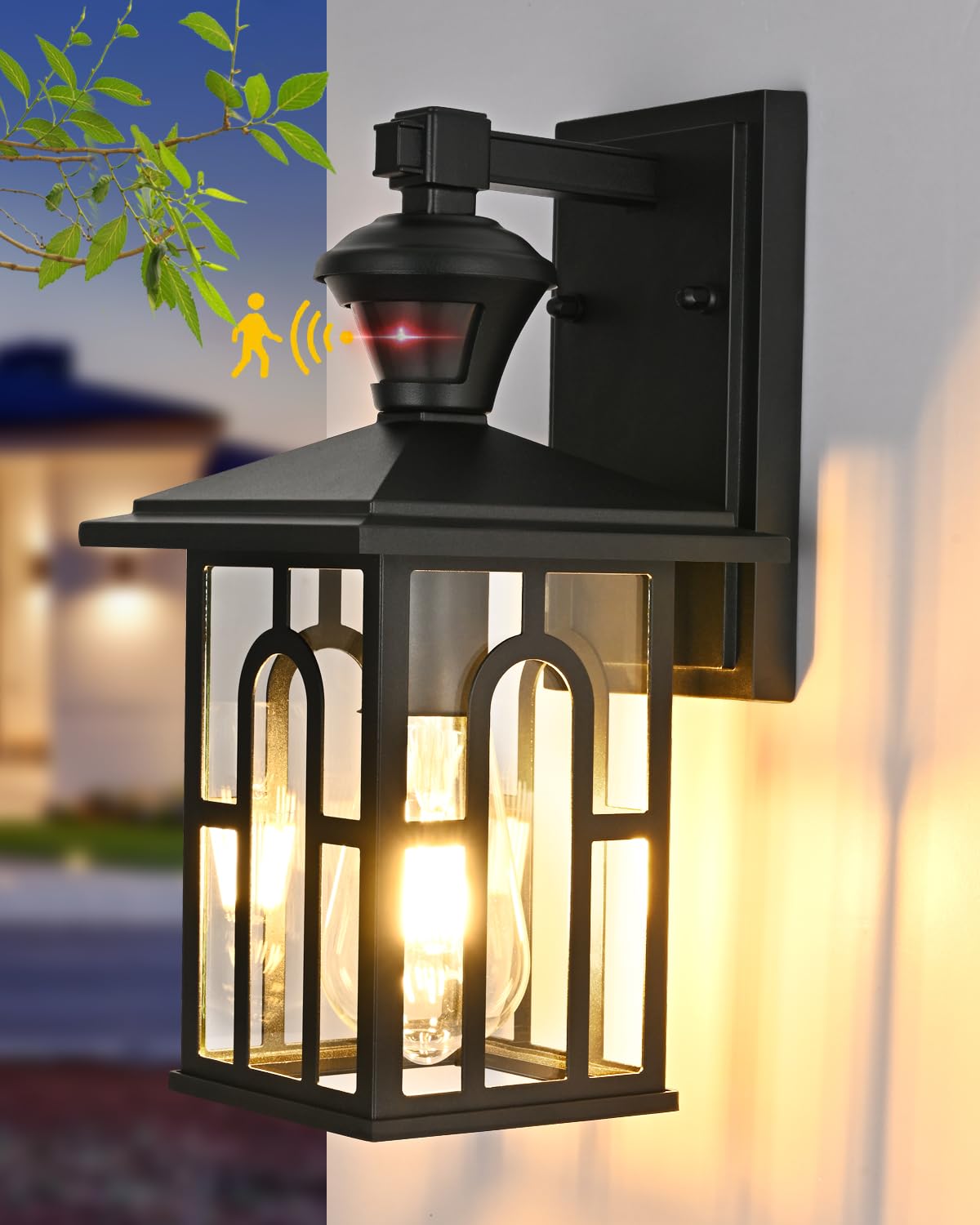 Motion Sensor Outdoor Wall Light Dusk to Dawn Front Porch Light Outdoor Light Fixture Wall Mount, Outdoor Wall Sconce Lantern Exterior Light for House Garage Patio, Anti-Rust 100% Aluminum ETL Listed