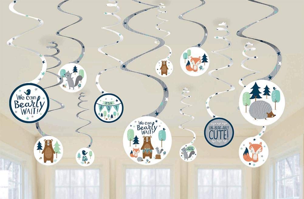 Amscan 672164 - Baby Shower Bear-ly Wait Hanging Swirls Party Decorations - 12 Pack