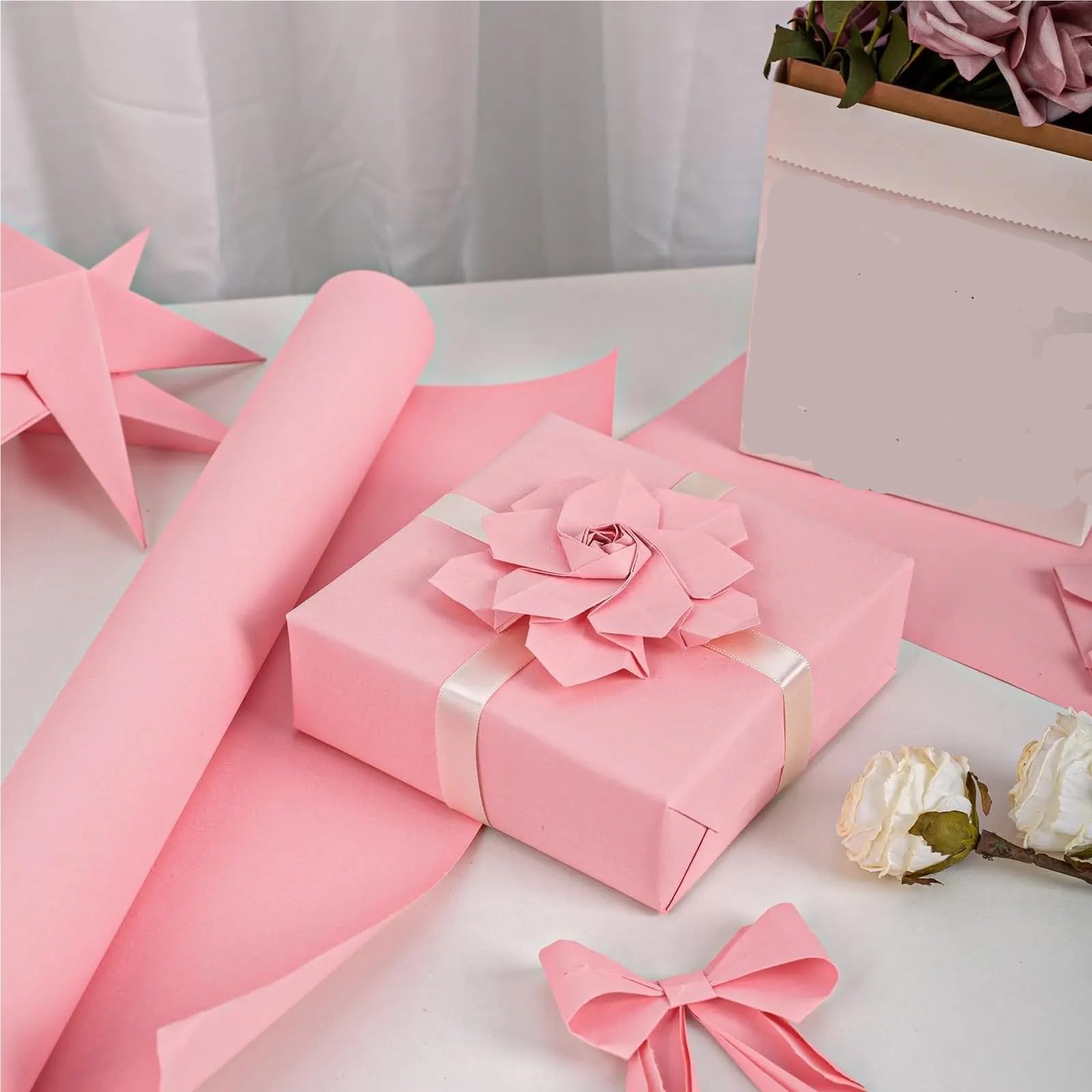 Geschenkpapier Geschenkpapier for Umziehen und Verpacken for Transportverpackungen, Kunst-, Bastel- Tischdekorationspapier(Pink 30cmx5m)