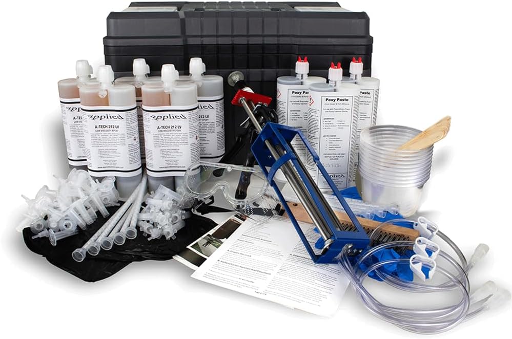 30ft Epoxy Foundation Wall Crack Repair Kit, A-Tech 212 LV Injection System, ASTM C-881 Structural Concrete Crack Repair, Basement Wall Leak Sealant & Foundation Concrete Filler, Tough Waterproof Seal