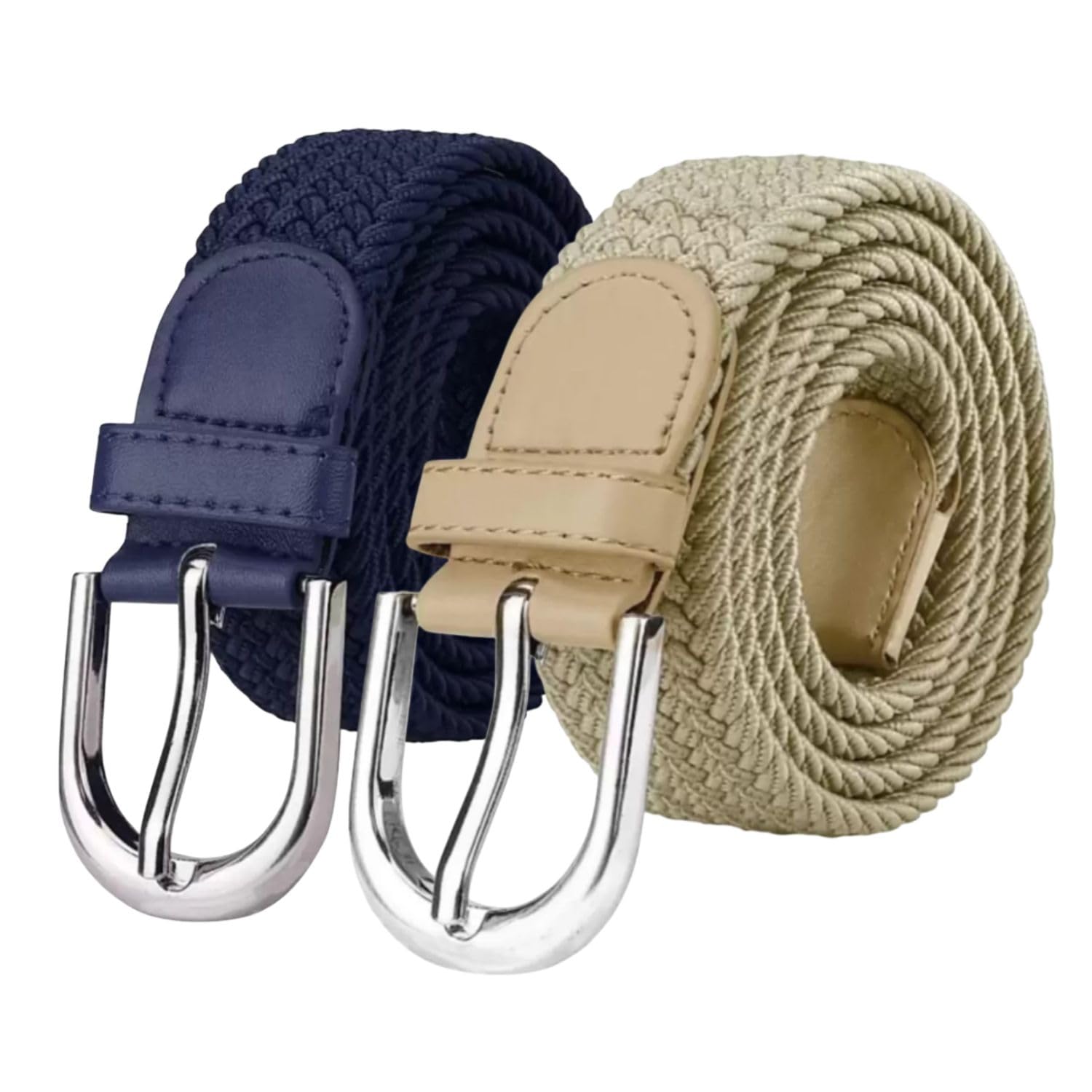 Men's Canvas Belt Elastic Fabric Woven Stretchable| Elastic Fashion Soft Breathable Vintage Simple Decorative Woven Belt Formal & casual Wear outfits(Pack of 2)-image-19