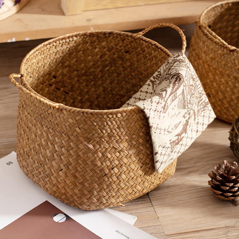 OSALADI Box Rustic Touch Basket for Storage Desktop Flower Arrangement Basket Storage Grocery Woven Seagrass Organizer s for Shelves Woven s for Storage