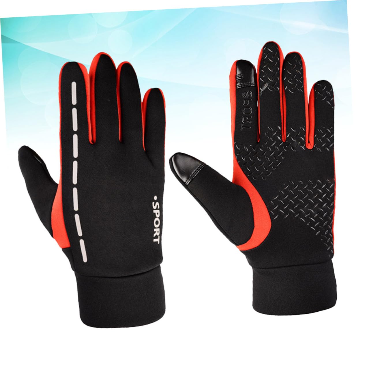 SOLUSTRE 3pares Guantes Cálidos Impermeables Antideslizantes para Ciclismo y Senderismo Talla Rojo Transpirables y Pantalla Táctil