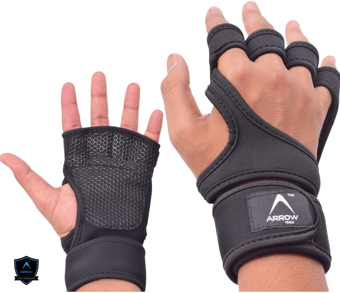 ArrowMax Non-Slip Palm Silicone with Wrist Support Cobra Weight Lifting Gym & Fitness Gloves (Black) (B0C9DYZ25D) Amazon Price History, Amazon Price Tracker