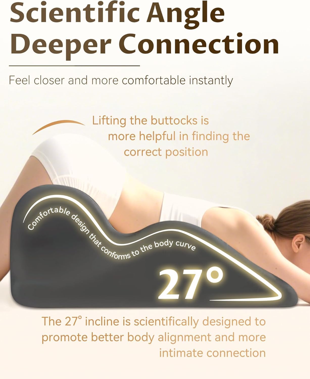 Vireon - Almohada de punto dulce, ángulo de 27°, posición perfecta, almohadas para parejas, cojín ergonómico de espuma viscoelástica para glúteos, experimentó un mejor apoyo y alineación (D)