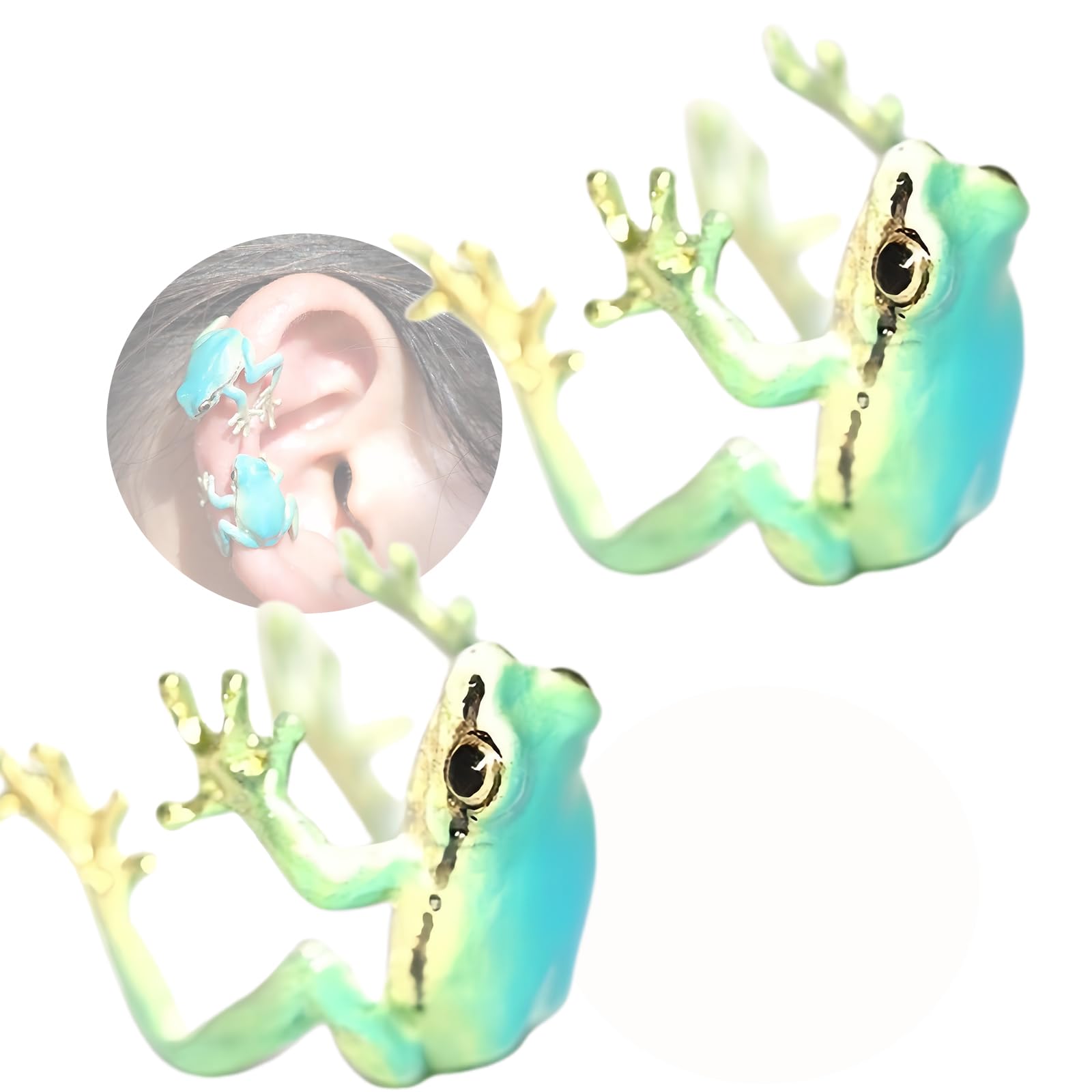 2025 Latest Tree Frog Ring Ear Cuff Adjustable Handmade Jewelry Animal Creative Vintage Punk Style Frogs Shaped Ring Earrings for Women Non Piercing