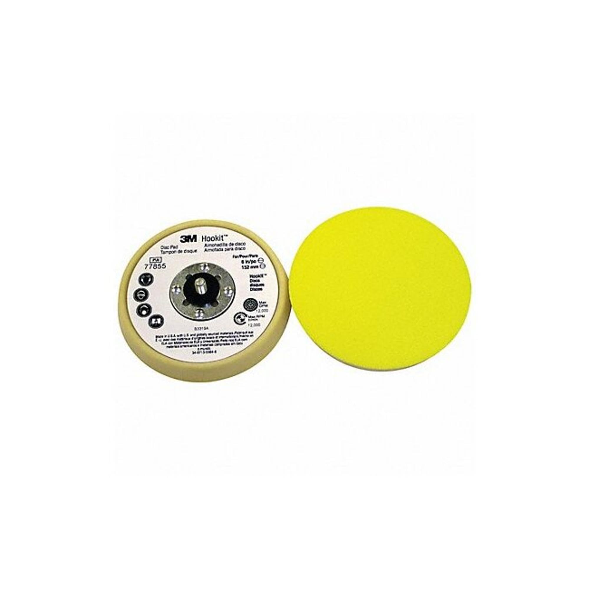 3M Hookit 77855 Soft Beige Disc Pad - 5 in DIA - 11/16 in Thick - 5/16 - 24 External Thread Attachment [PRICE is per PAD]