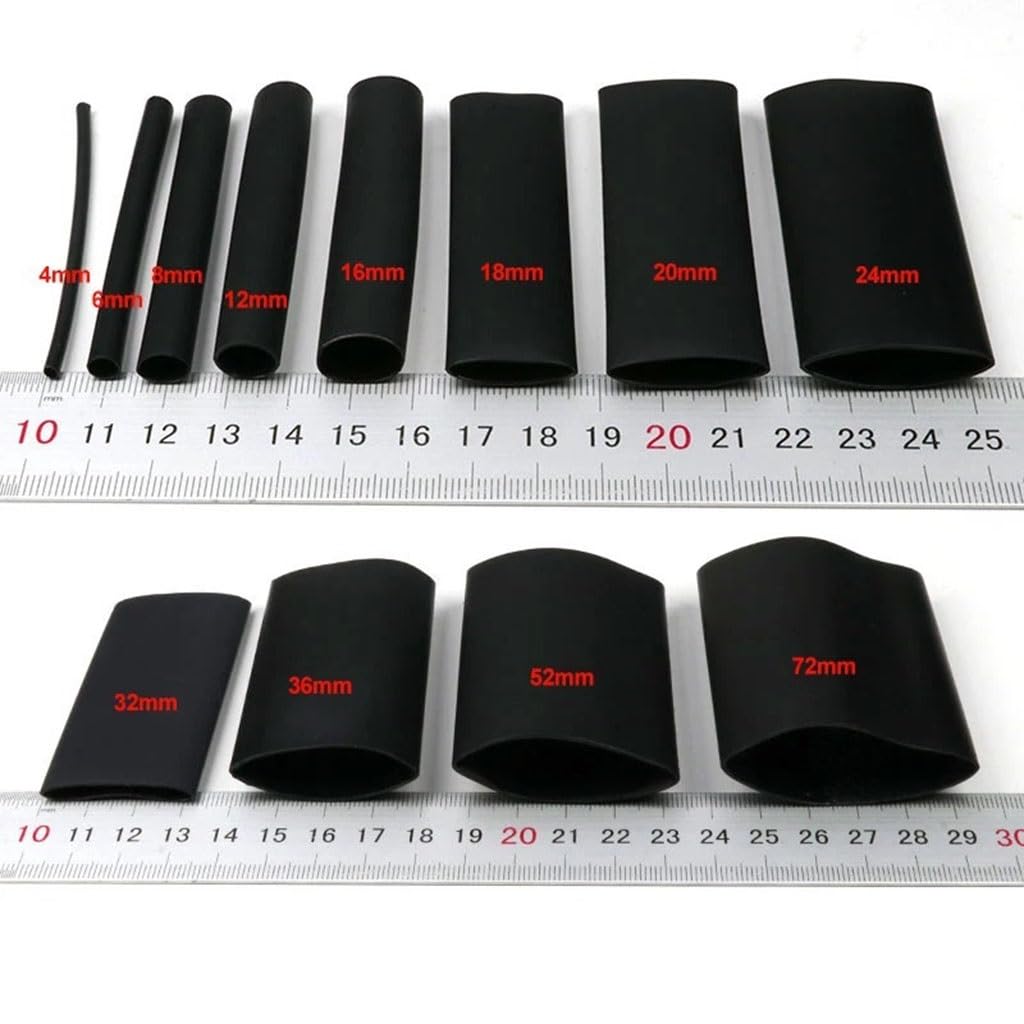Tubo Termorretráctil Negro 4:1 con Pegamento 4 6 8 12 16 20 24 32 40 52 72mm Grueso De Doble Pared Funda Protectora Cable Retráctil(40mm,3 Meters)