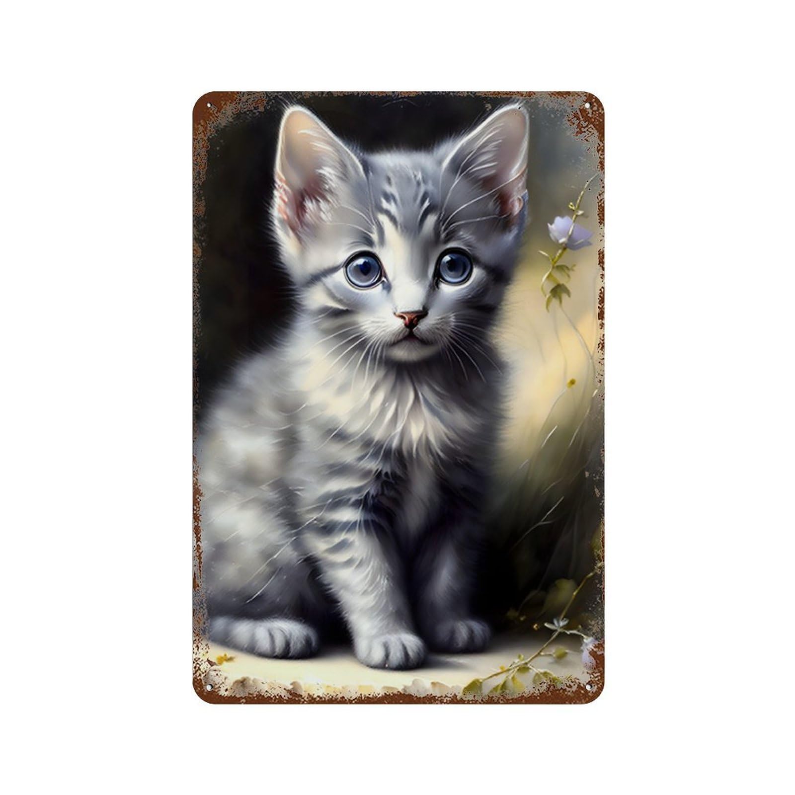 Adorable Kitten with Blue Eyes -1 Rusty Metal Tin Sign 11.8"x7.9", for Shed, Workshop And Garage Wall Decor, Novelty Wall Decor