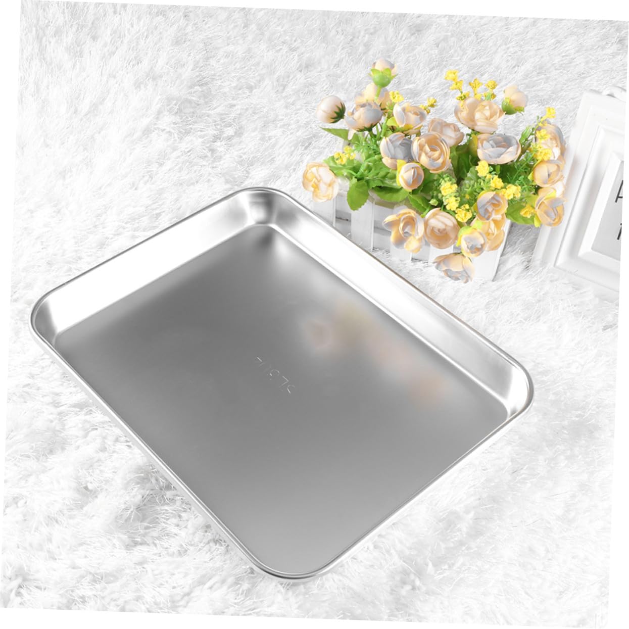 Set 2 Vassoi Medici in Acciaio Inossidabile senza Coperchio Fondo Piatto per Strumenti Medici Sicuri in Strutture Sanitarie