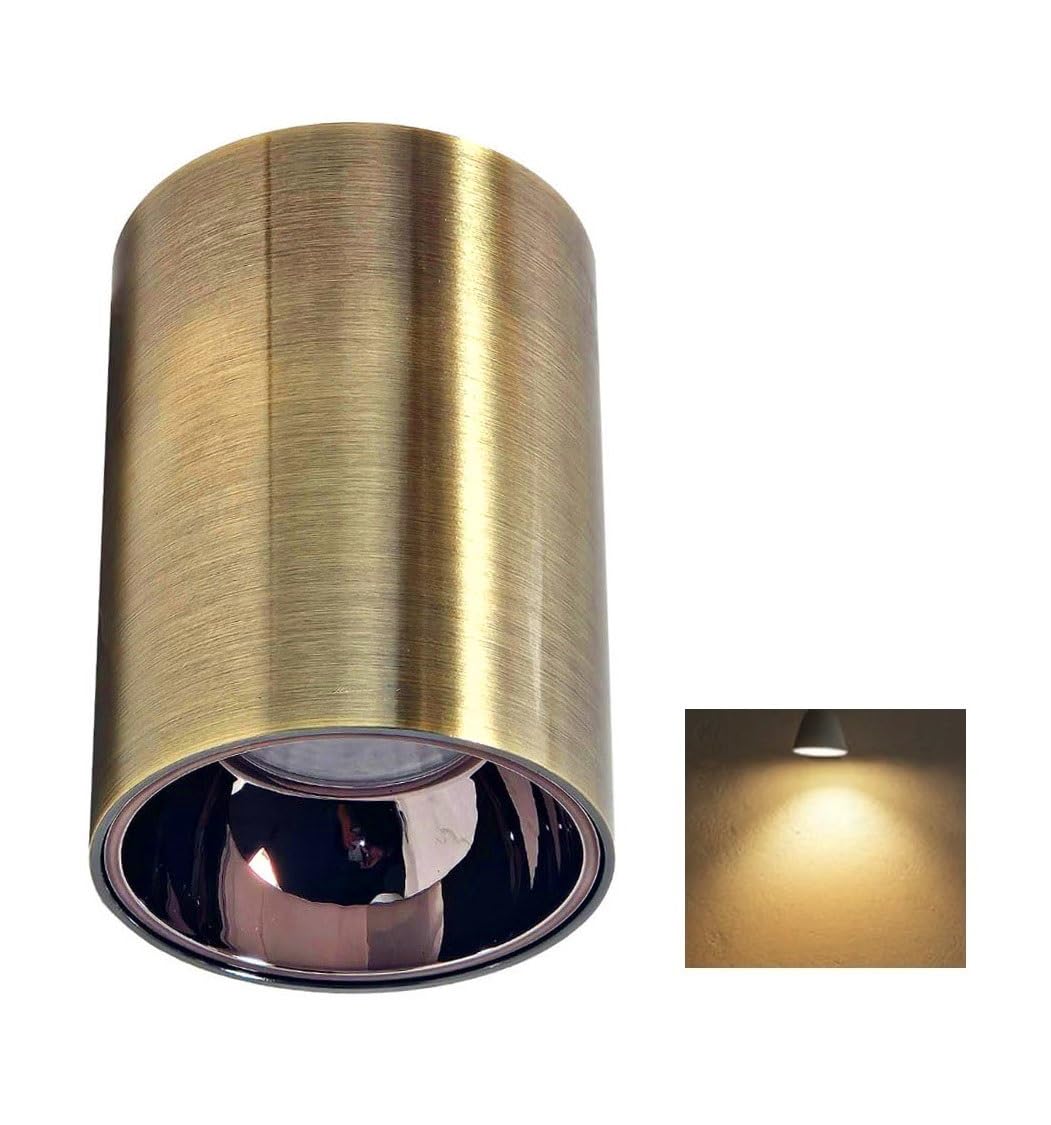 Mufasa 6 Watts Gold Finish LED Round Surface Light Cylindrical Shape Indoor Ceiling Mounted Spot Light Down Light Aluminum Body (Warm White)-image-23