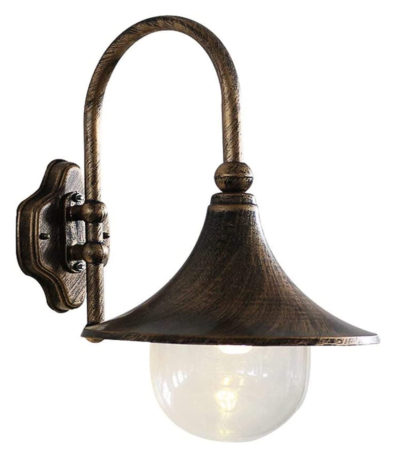 HELCEKOU Wall Lamp Retro Horn Spotlights Outdoor Aluminium Waterproof Sconce Light with E27 Socket for Balcony Aisle Door Villa Patio Hall Street Garden Exterior(Bronze)