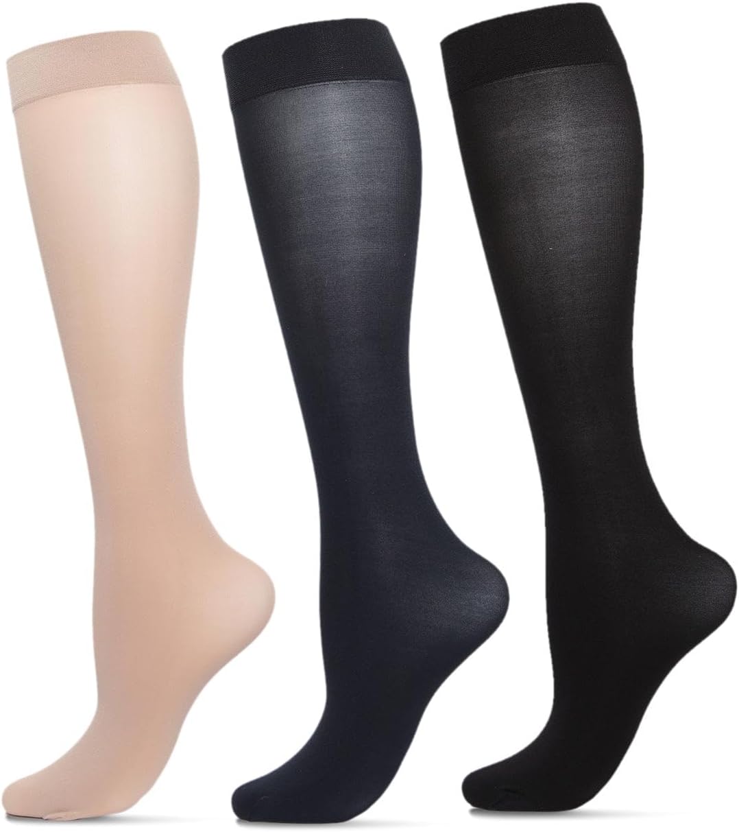 MeMoi 3 Pair Women's Opaque Solid Color Microfiber 40 Denier Trouser Socks - Image 3