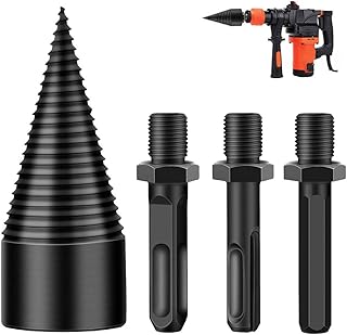 3 PCS Wood Splitting Drill Bit,YWNYT Firewood Log Splitter Drill Bit, Heavy Duty Drill Screw Cone Driver-Log Splitter Screw Cone Kindling Firewood Splitter for Household Electric Drill (32mm)