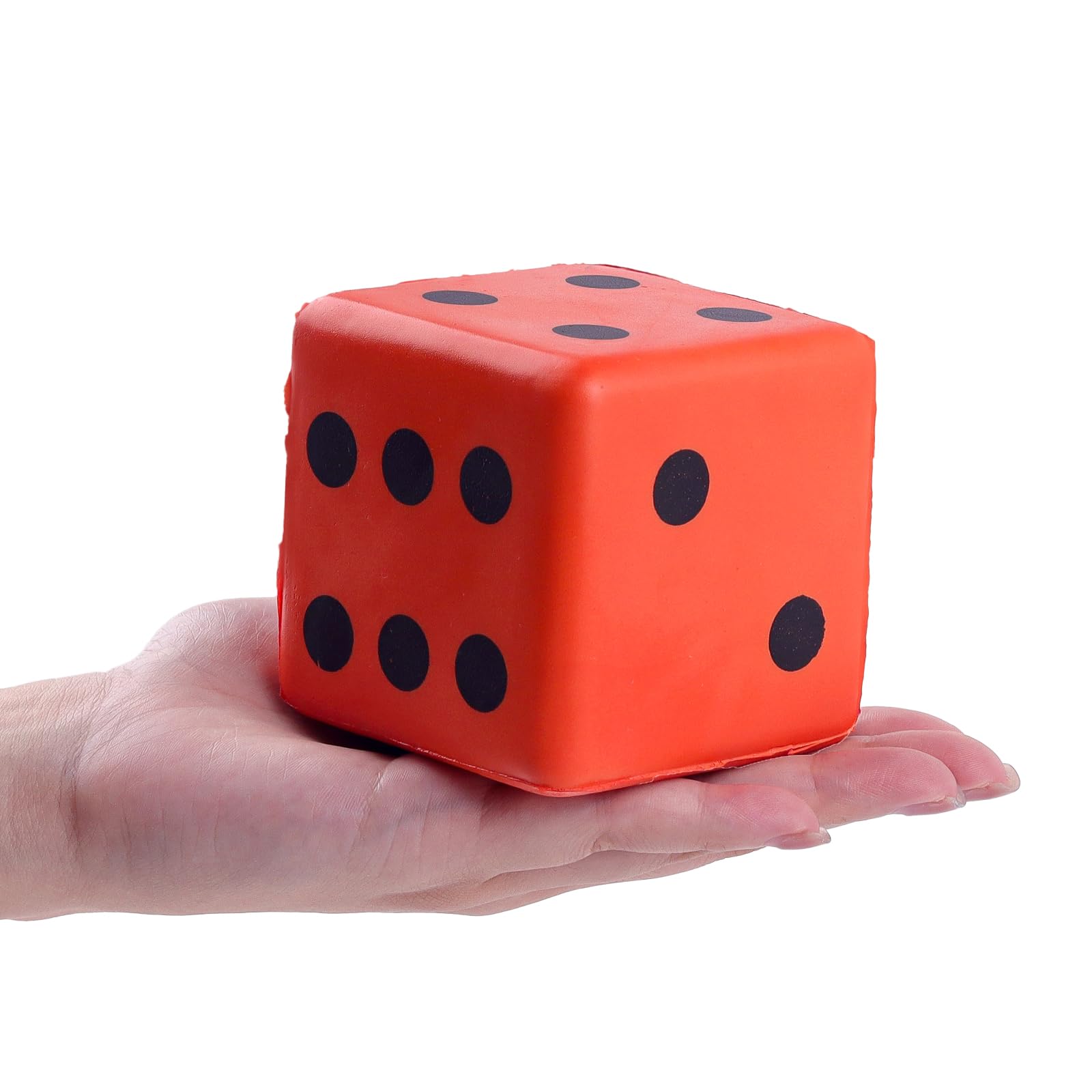 Anboor Large Foam Dice for Adults kids - 3.15" Jumbo Big Colorful Dice Giant Soft Fun for Game Nights & Classroom Activities (Orange)