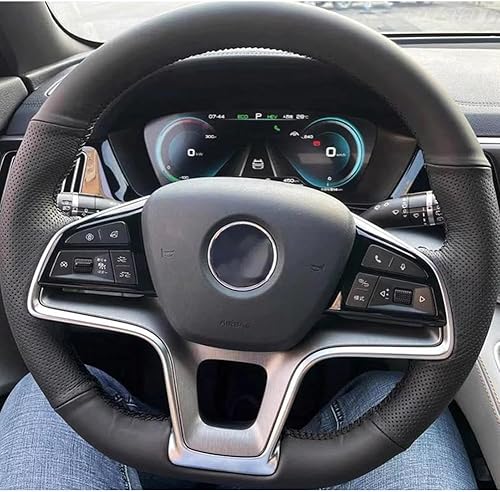 Black Leather Car Steering Wheel Cover, for BYD Song Plus Dmi Song Pro EV New Energy Qin Plus 2020-2023 disponible en Yaxa Colombia