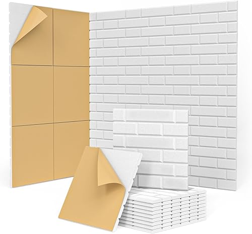 Miniatura 10 de Kuchoow - Paquete de 12 paneles acústicos de pared, paneles decorativos autoadhesivos absorbentes de sonido de alta densidad para pared, puerta y